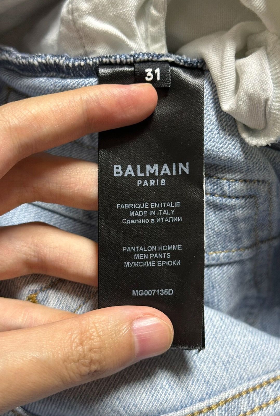 Balmain Balmain Light Blue Washed Moto Denim Pants Size US 31 - 7 Thumbnail