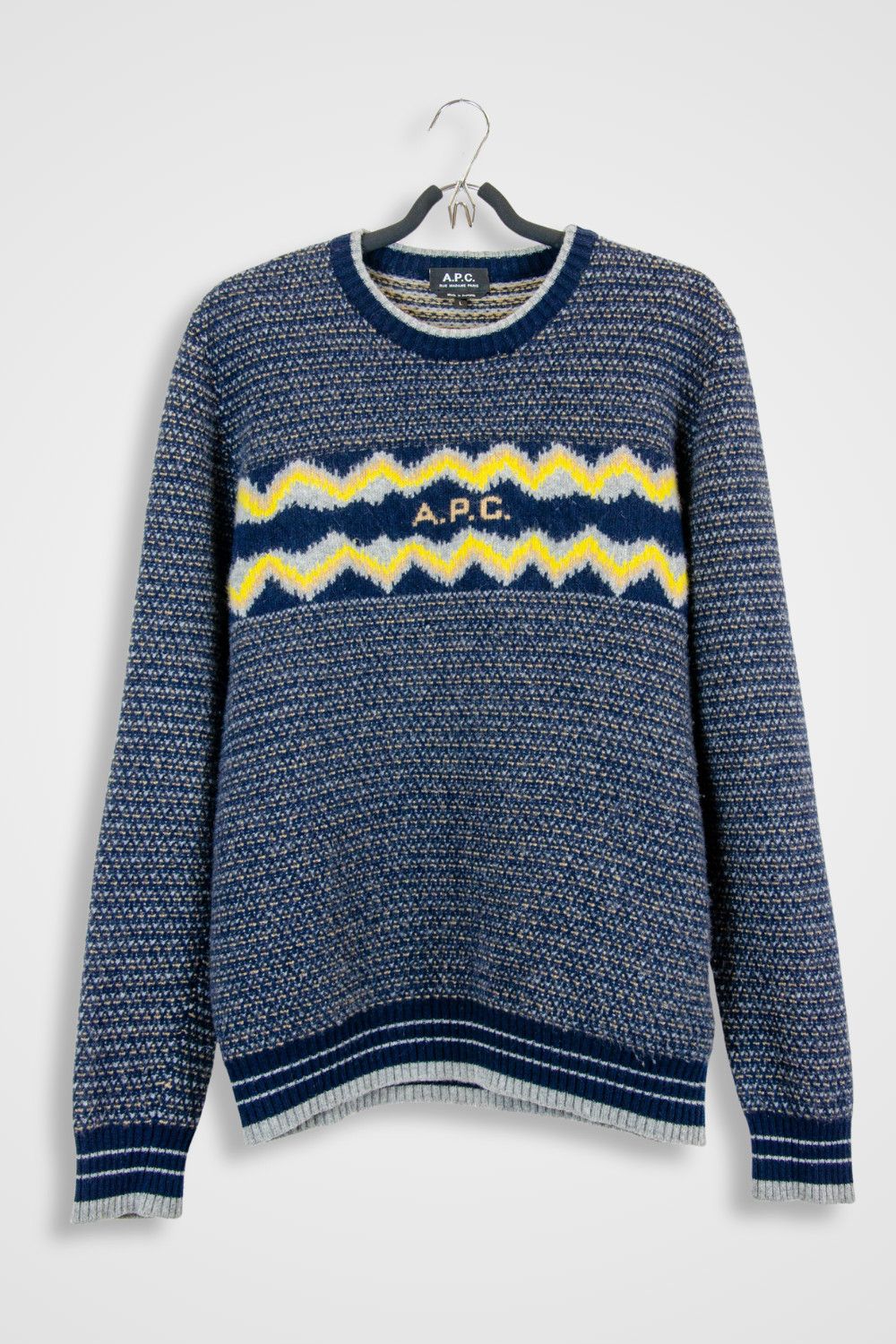 A.P.C. A.P.C. Ben Jacquard Wool Sweater Navy - Size L Size US L / EU 52-54 / 3 - 1 Thumbnail