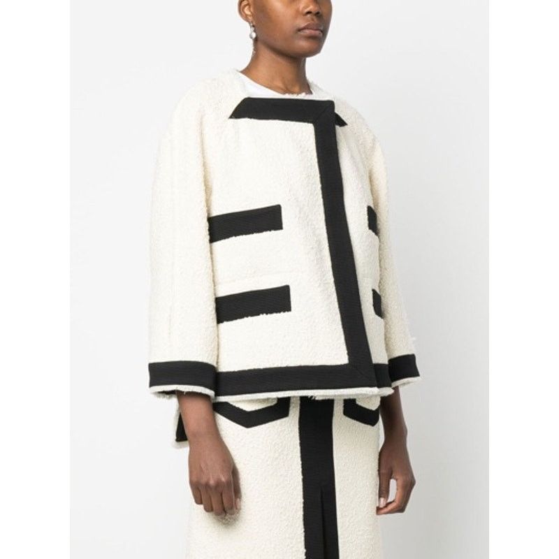 Other CALLAS MILANO Isabel Two-tone Bouclé Jacket In Weiss Size XS / US 0-2 / IT 36-38 - 4 Thumbnail