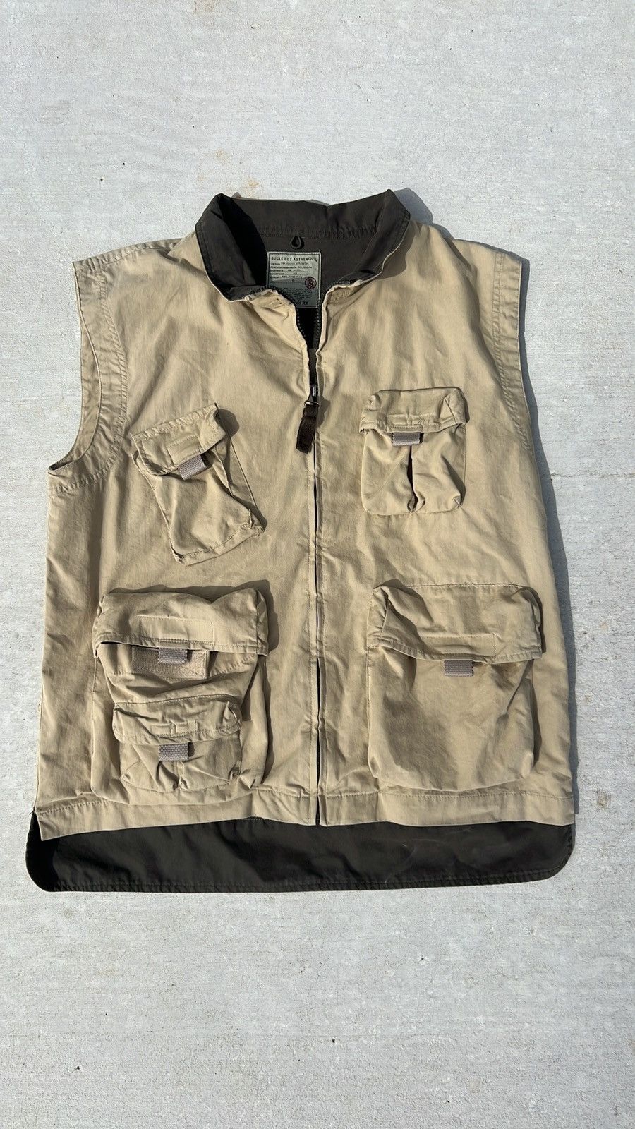 Bugle Boy × Vintage Bugle Boy Co. Vest Sz L Beige Military Full Zip, Pockets VTG Size US L / EU 52-54 / 3 - 1 Thumbnail