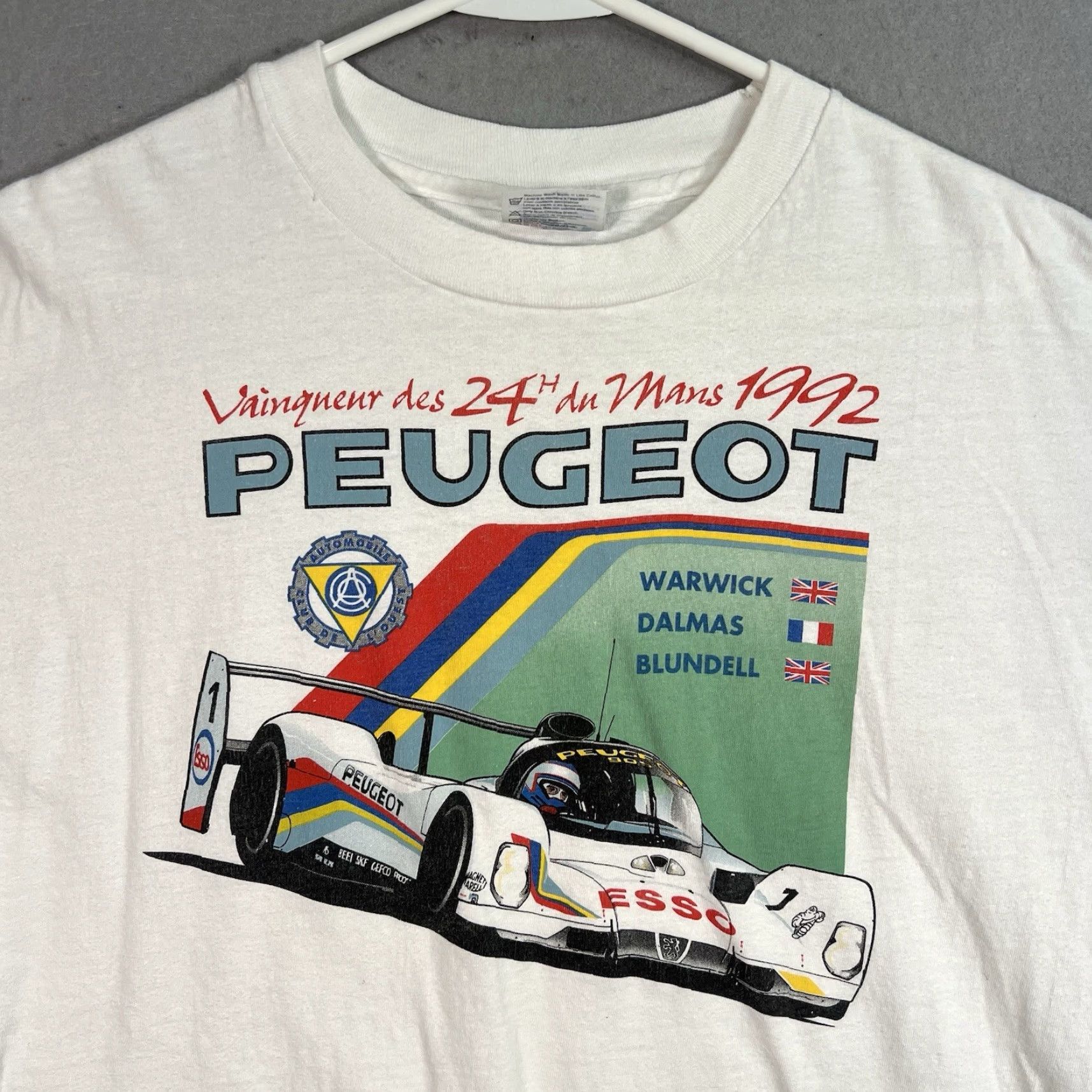 Hanes VINTAGE 1992 Peugeot 905 Evo1 B Racing Graphic Tee Shirt Adult XL White Mens Size US XL / EU 56 / 4 - 2 Thumbnail