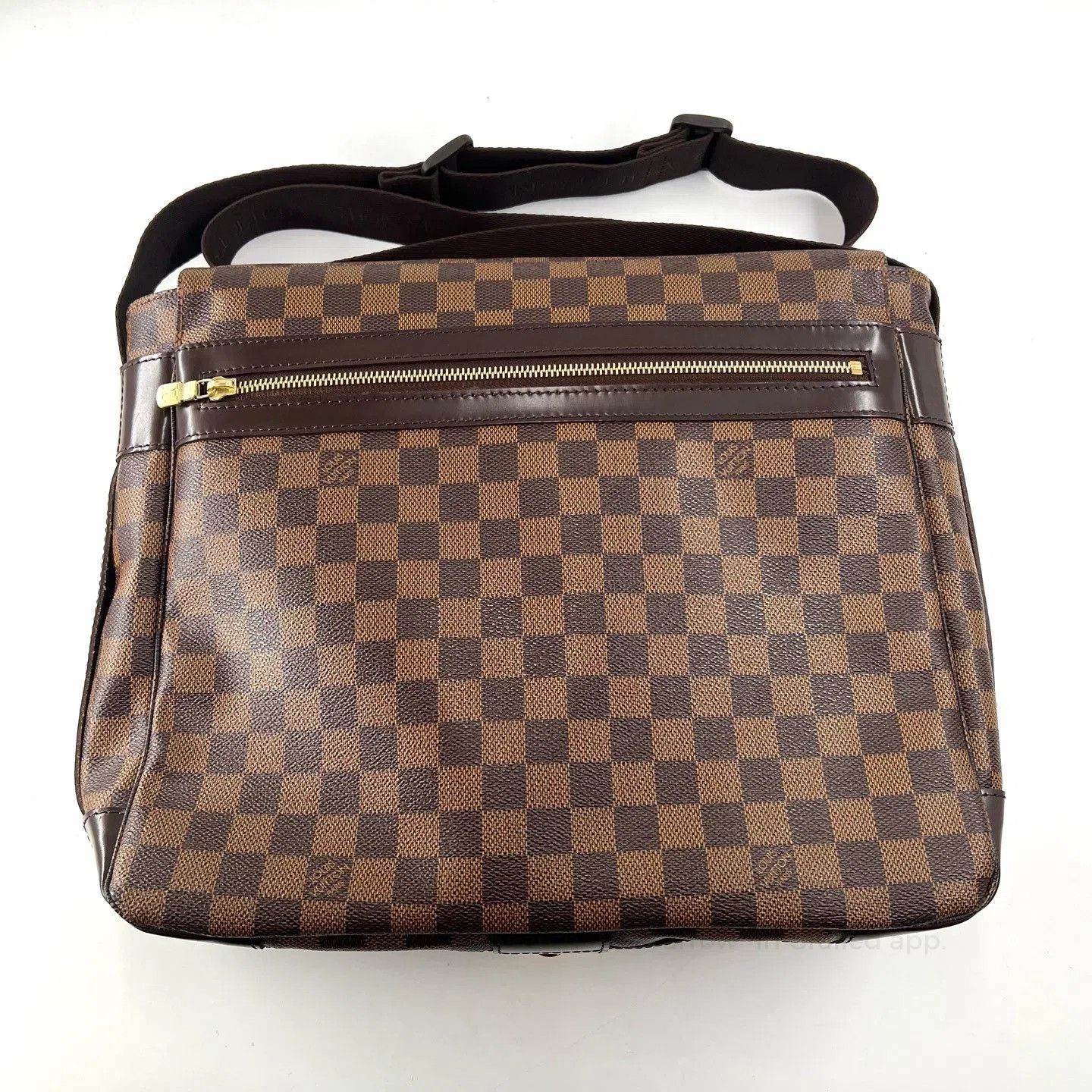 Louis Vuitton LV Men's Brown Checkered Flap Crossbody Briefcase. Size ONE SIZE - 2 Thumbnail