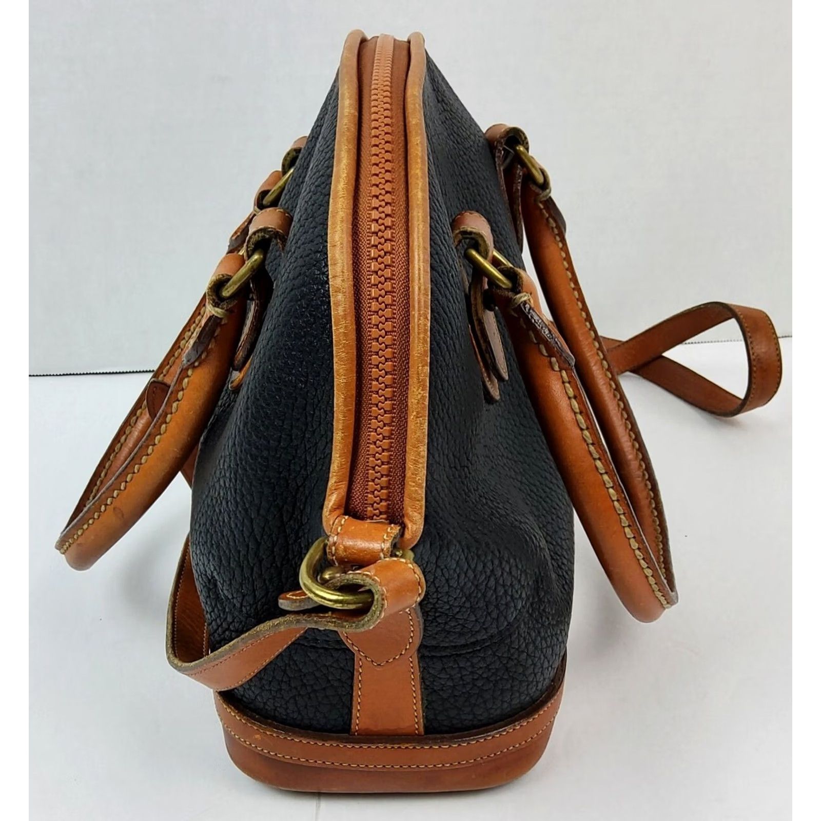 Dooney & Bourke VINTAGE Dooney & Bourke Leather Convertible Satchel/Top Handle Bag Women Black Purses Purse Size ONE SIZE - 7 Thumbnail