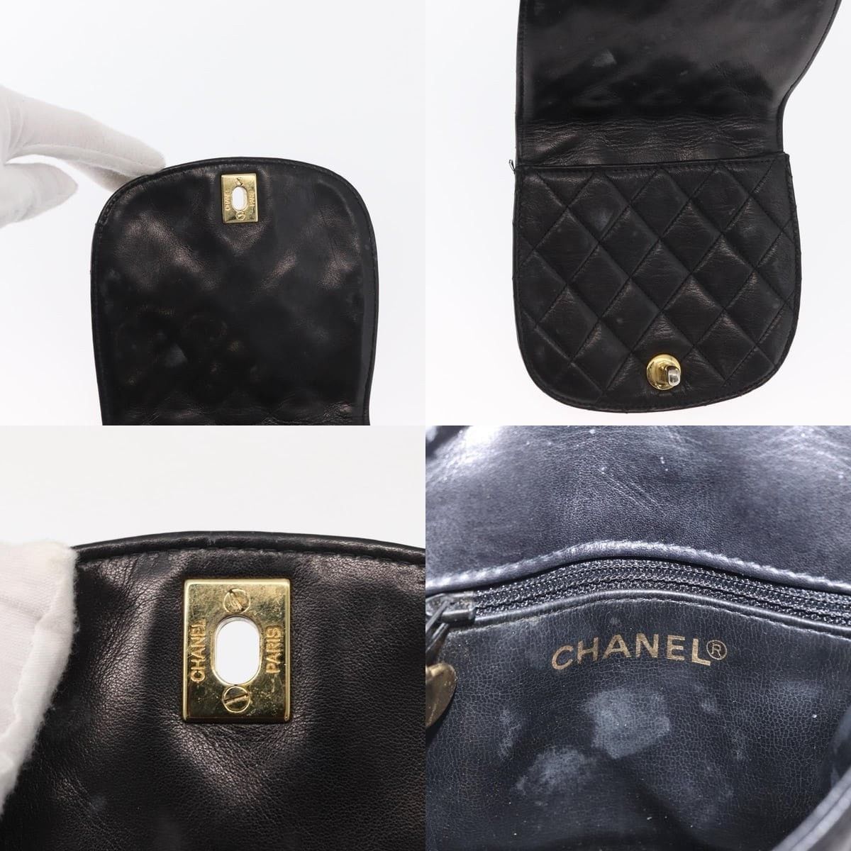 Chanel Chanel Pouch Lamb Skin Black Gold CC Size ONE SIZE - 6 Thumbnail