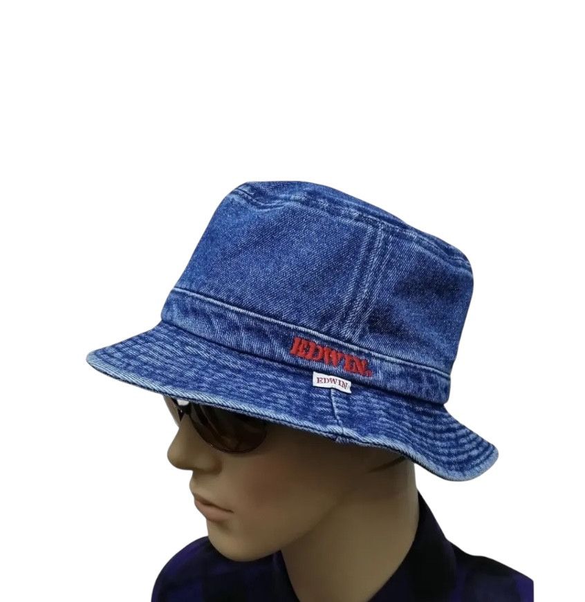 Edwin STEALS💥 Vintage EDWIN Fedora Denim Bucket Hat Size ONE SIZE - 2 Thumbnail