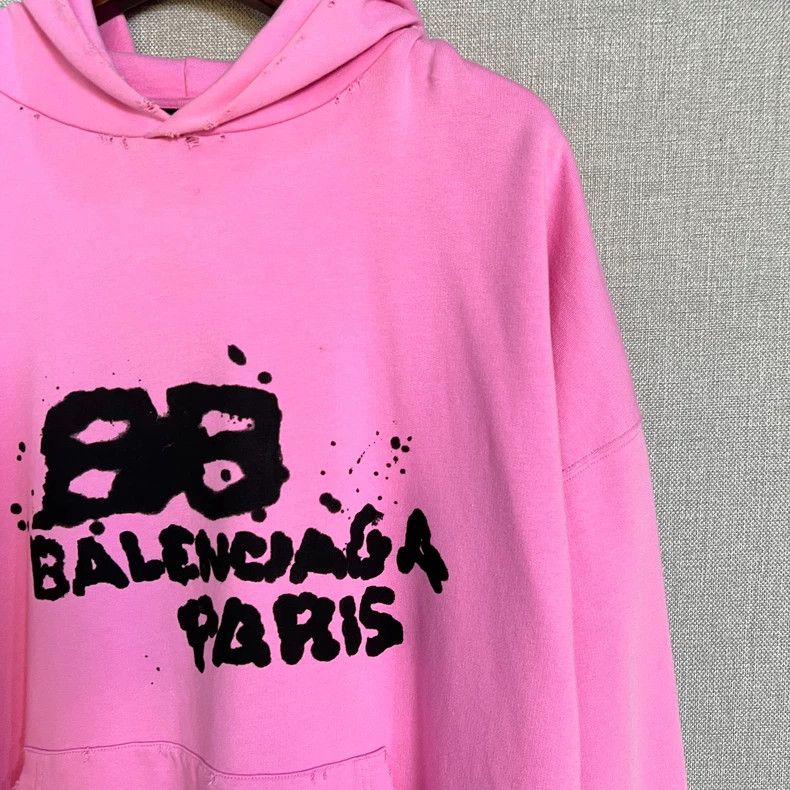 Balenciaga Balenciaga Pink splash-ink logo hoodie 2503-Nextarrow Size US S / EU 44-46 / 1 - 3 Thumbnail
