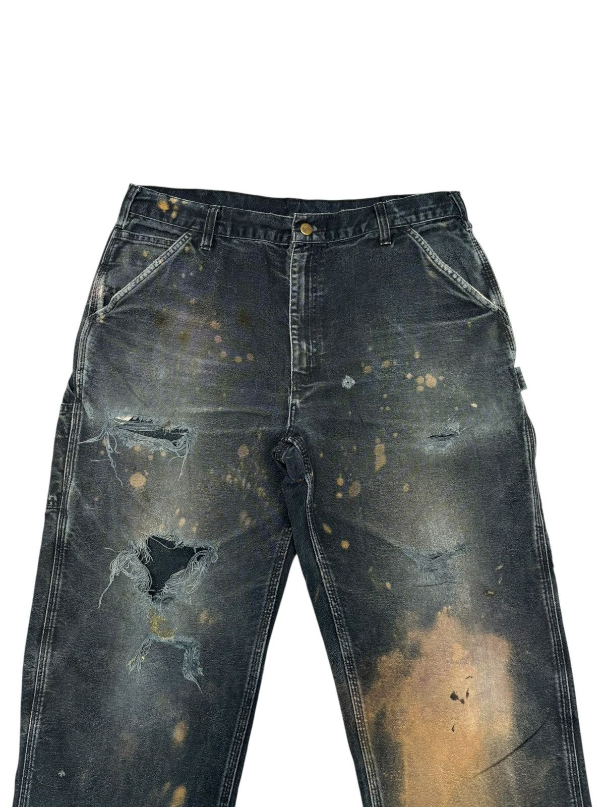 Kapital CARHARTT THRASHED DISTRESSED TYE DYE CUT LEG BAGGY JEANS Size US 36 / EU 52 - 5 Thumbnail