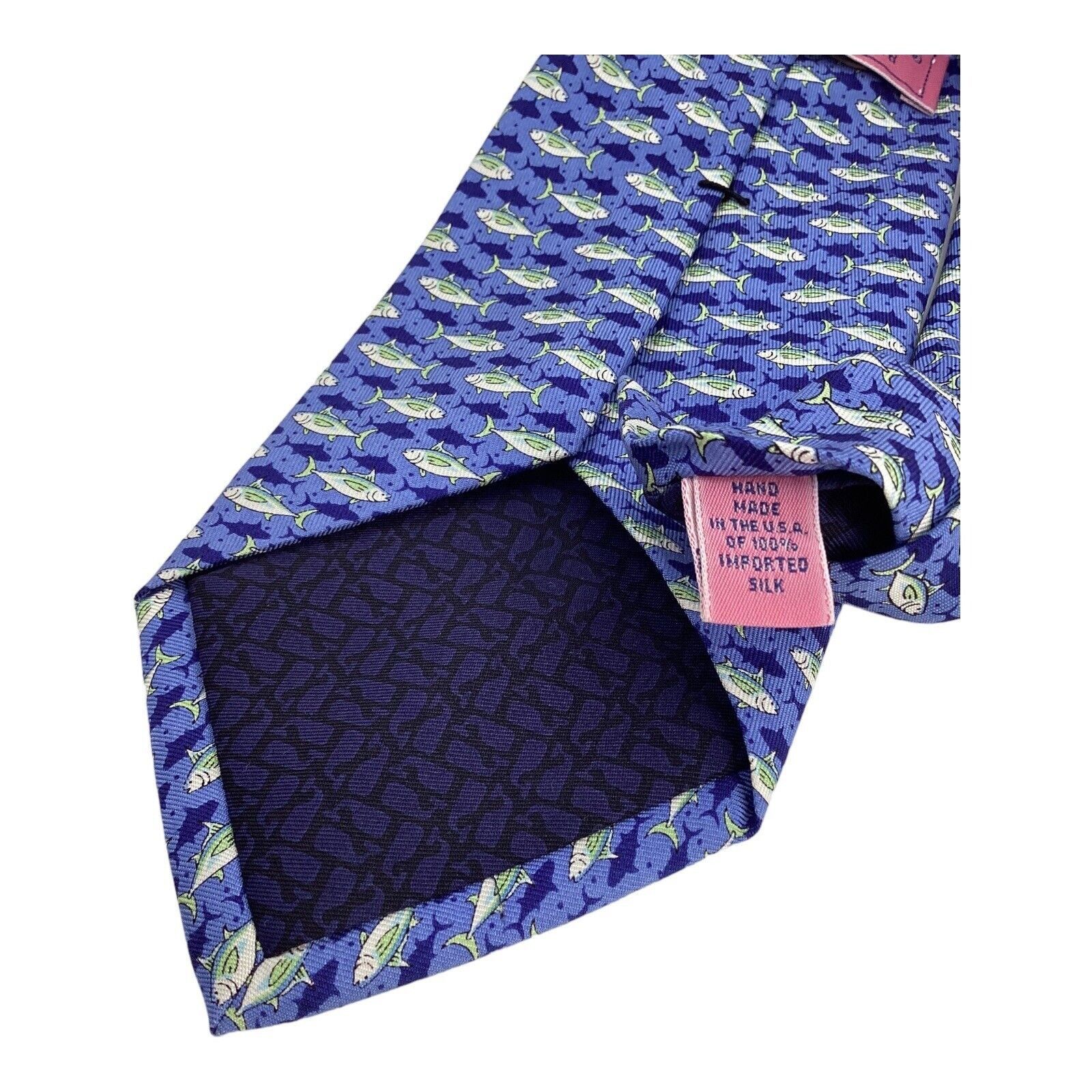 Vineyard Vines VINEYARD VINES Blue Fish Print Silk Tie Hand Made In USA W: Size ONE SIZE - 4 Thumbnail