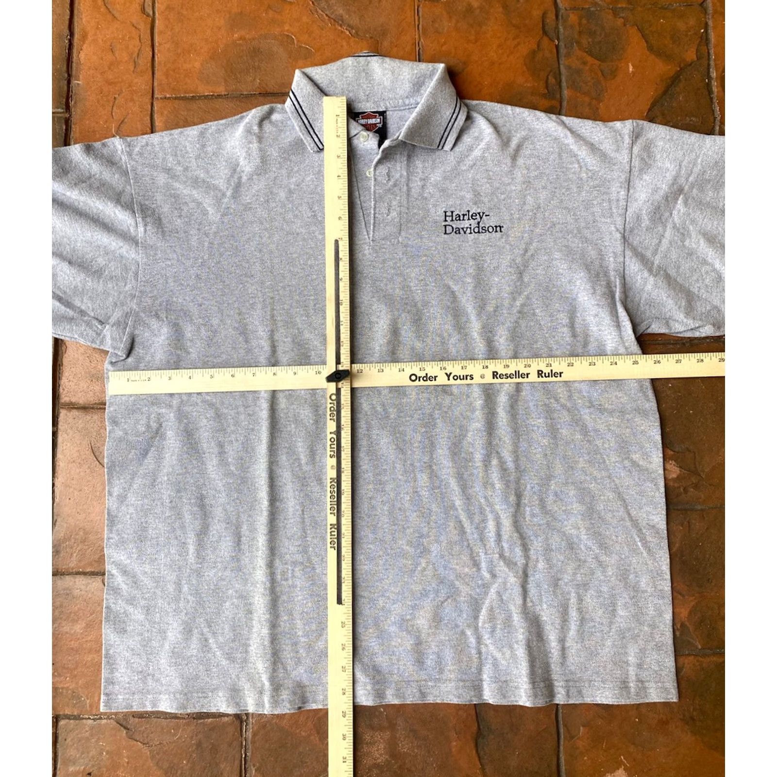 Harley Davidson VINTAGE Harley-Davidson Gray Polo Logo Shirt 2XL Mens Regular Short Sleeve Knit Cotton Polo Logo Shirt Size US XXL / EU 58 / 5 - 5 Thumbnail