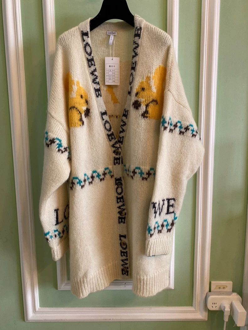 Loewe Loewe Green deer pattern long sleeve horsehair sweater Size XS / US 0-2 / IT 36-38 - 1 Thumbnail