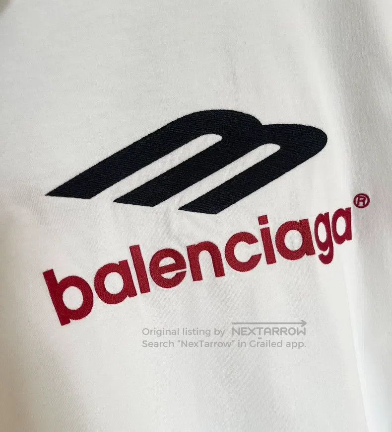 Balenciaga Balenciaga Embroidered Logo White T-Shirt Size US L / EU 52-54 / 3 - 3 Thumbnail