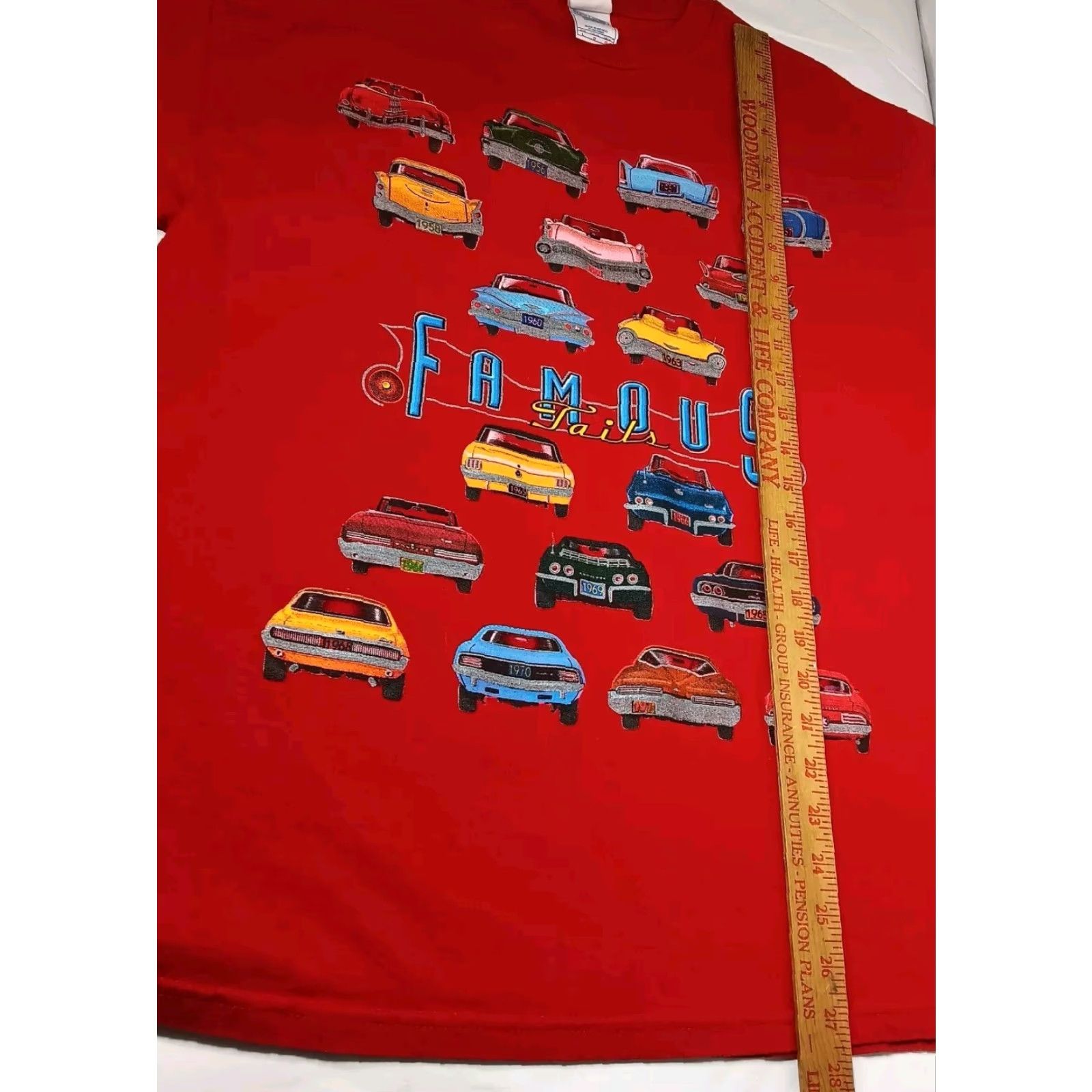 Vintage FAMOUS Tails Shirt T-Shirt Man L Red Classic Cars Tennessee River Crew Neck Cotton Short Sleeve Vintage Auto 80s 90s Mens Size US L / EU 52-54 / 3 - 7 Thumbnail