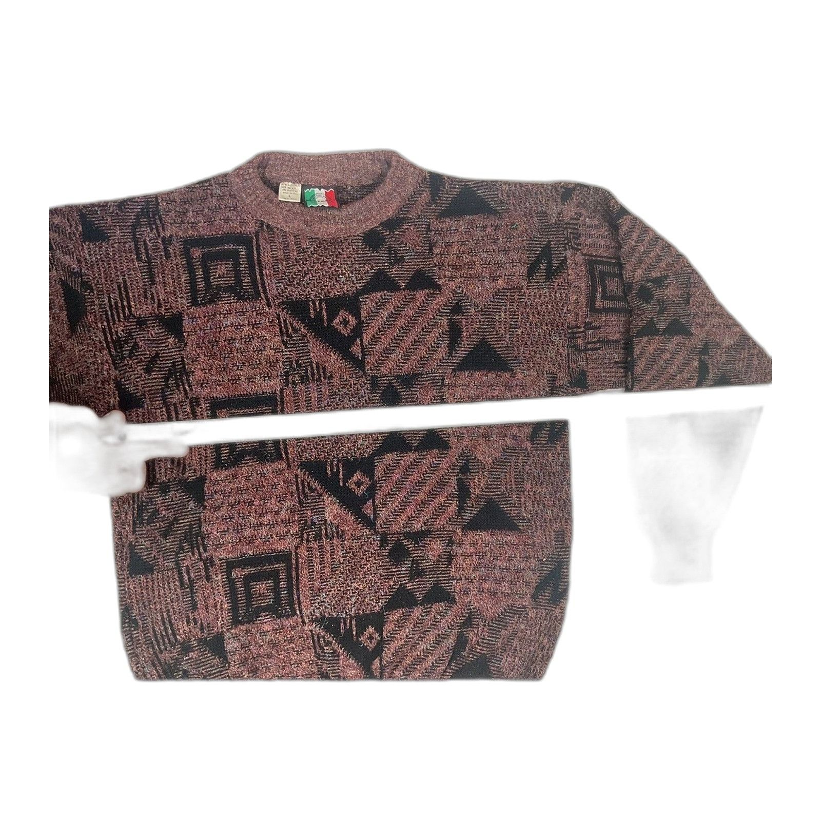 Blends Vintage Made In Italy Geometric Knit Sweater Mens Wool Blend Size US L / EU 52-54 / 3 - 3 Thumbnail