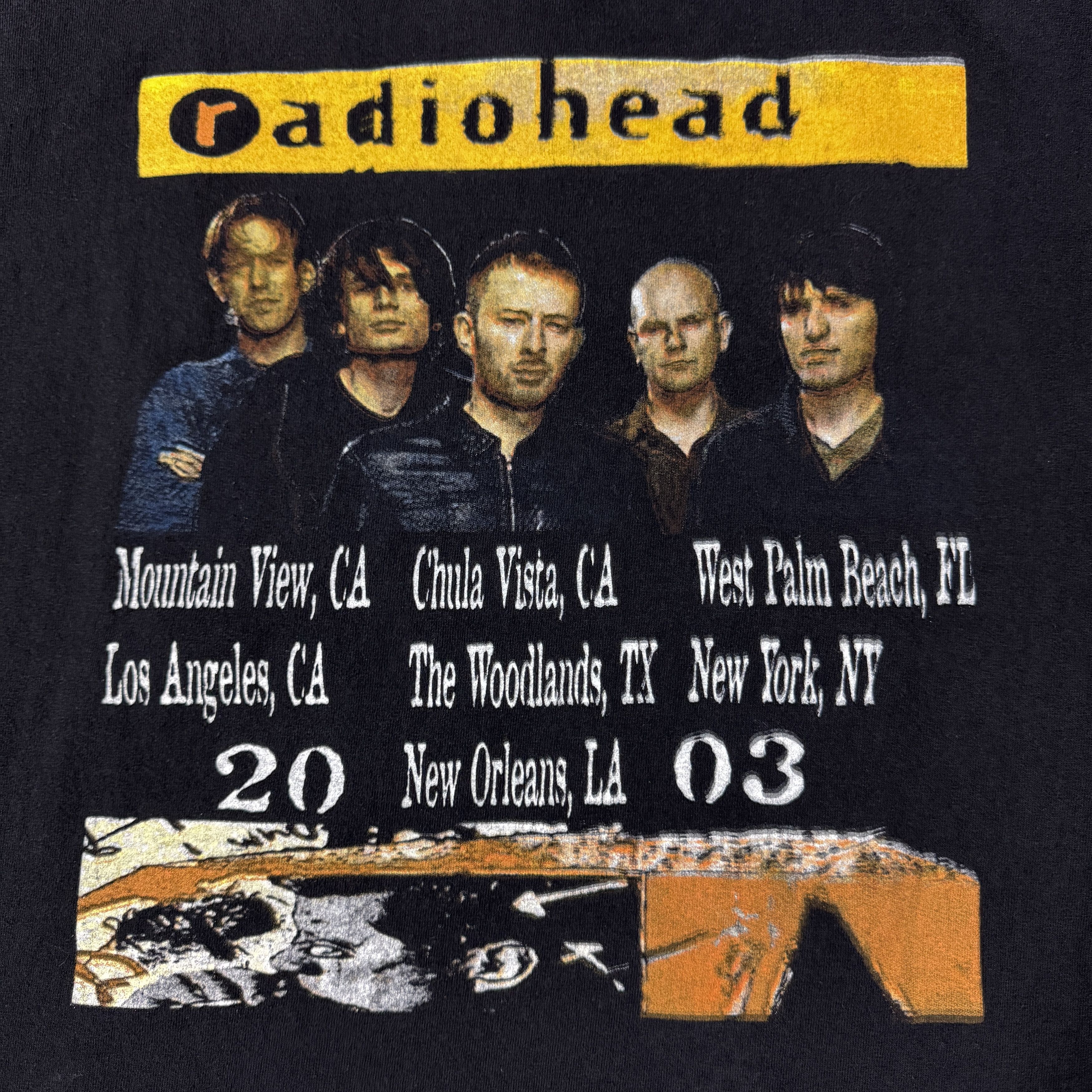 Band Tees Vintage 2003 Radiohead Tour Shirt Size US XL / EU 56 / 4 - 9 Thumbnail