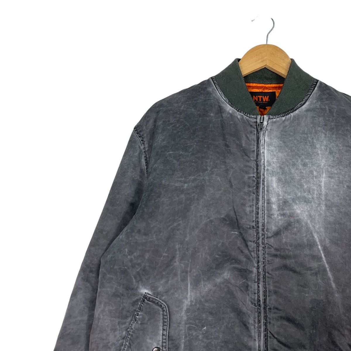 Japanese Brand NTW New Trend World Gray Washed Bomber Jacket #1084-C49 Size US L / EU 52-54 / 3 - 6 Thumbnail