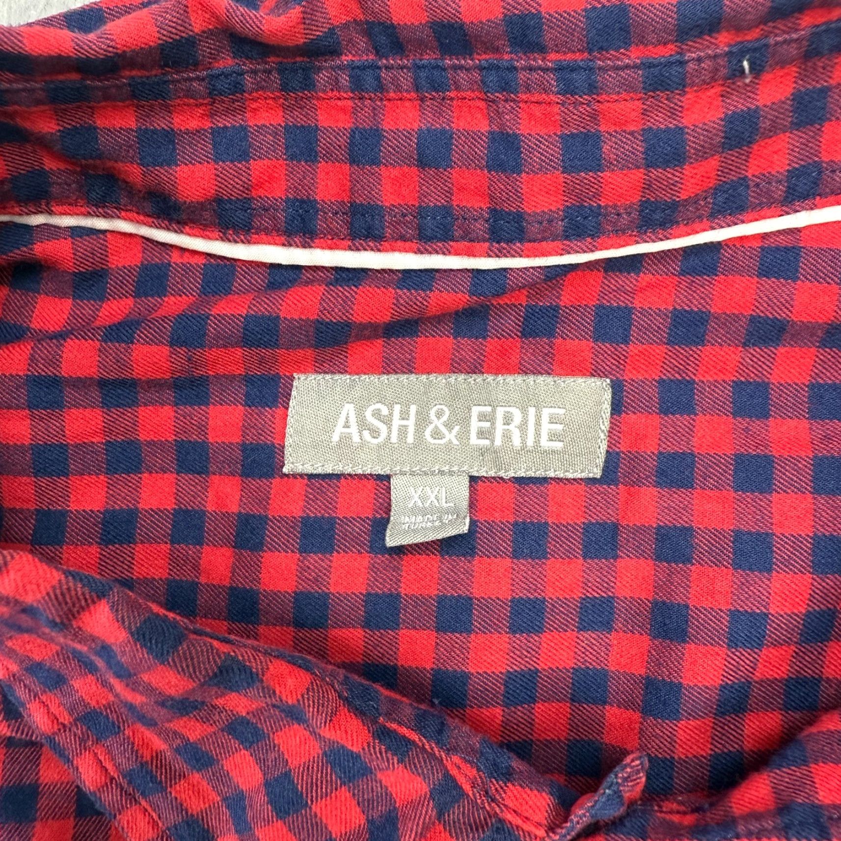 ASH Ash & Erie Shirt Mens XL Red Navy Gingham Check Button Down Lightweight Cotton Size US XL / EU 56 / 4 - 3 Thumbnail