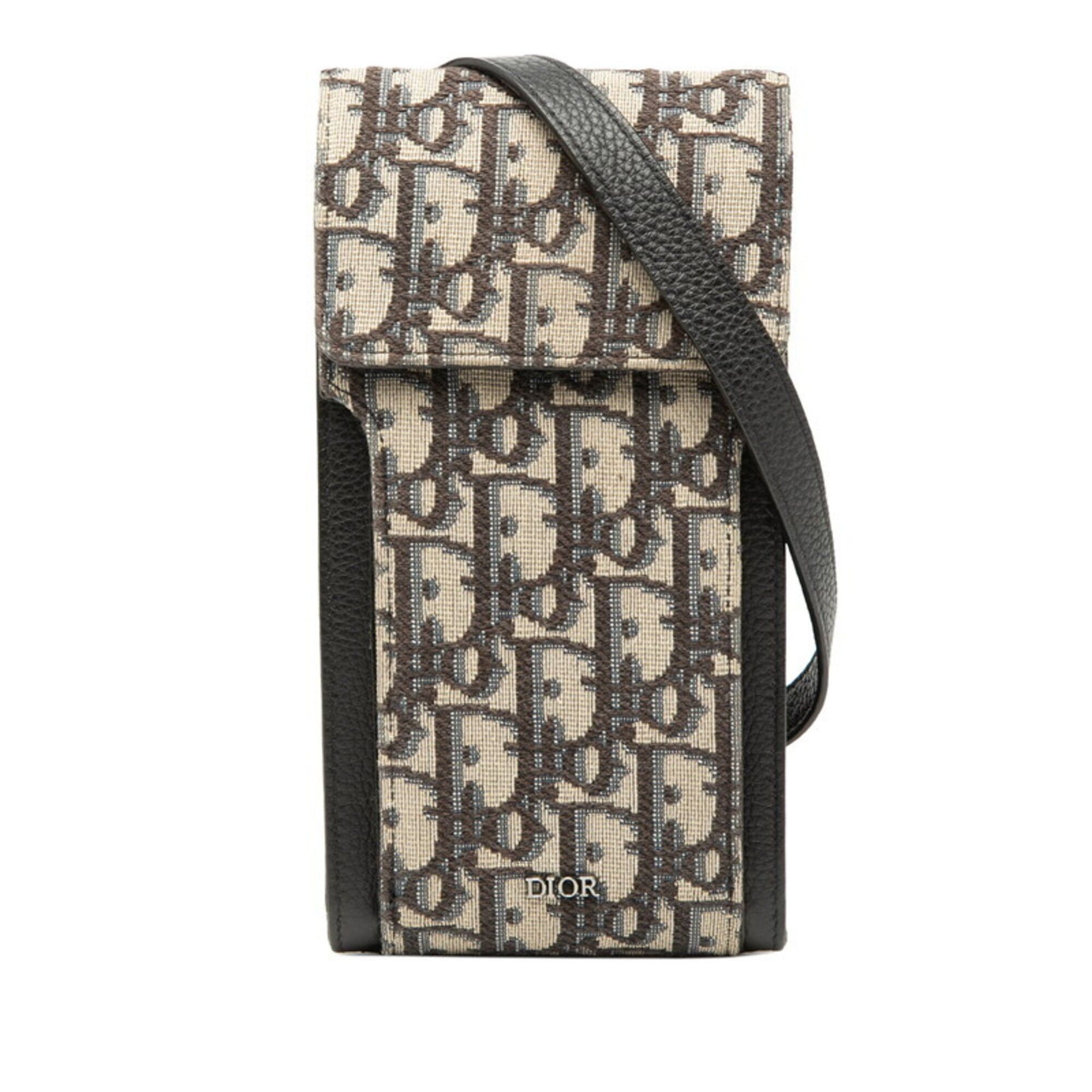 Dior Christian Dior Dior Oblique Shoulder Bag Pochette Beige Navy Black Canvas Leather Women's Size ONE SIZE - 1 Thumbnail