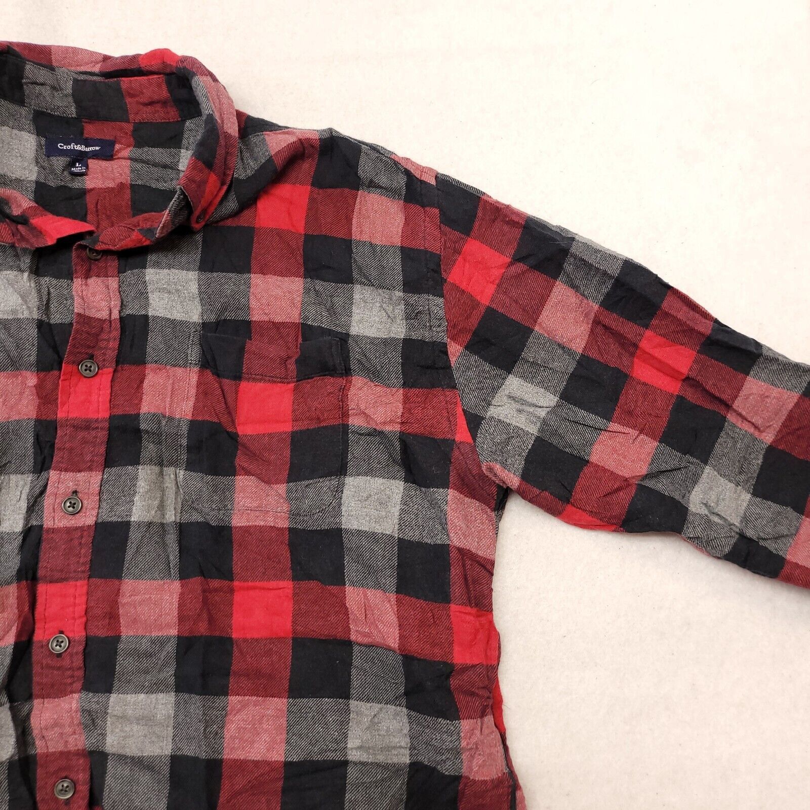Croft & Barrow Croft & Barrow Gingham Flannel Shirt Mens Size L Red Black Size US L / EU 52-54 / 3 - 5 Thumbnail