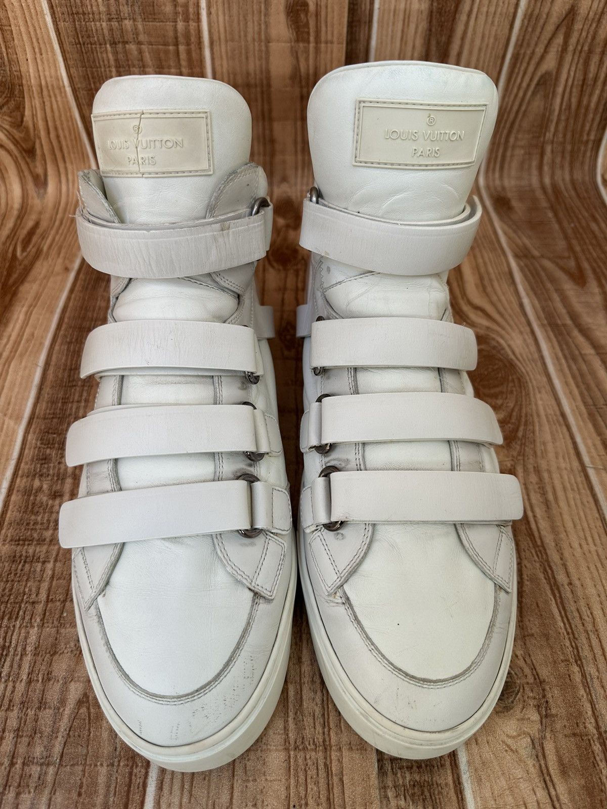 Louis Vuitton Louis Vuitton White Leather 4 Straps Boxing Sneaks Size US 11 / EU 44 - 3 Thumbnail