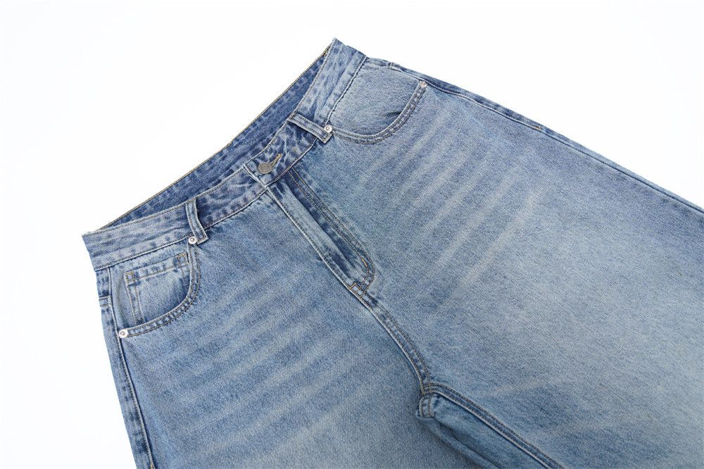 Jean Men's trendy retro loose punk washed distressed jeans Size US 32 / EU 48 - 3 Thumbnail