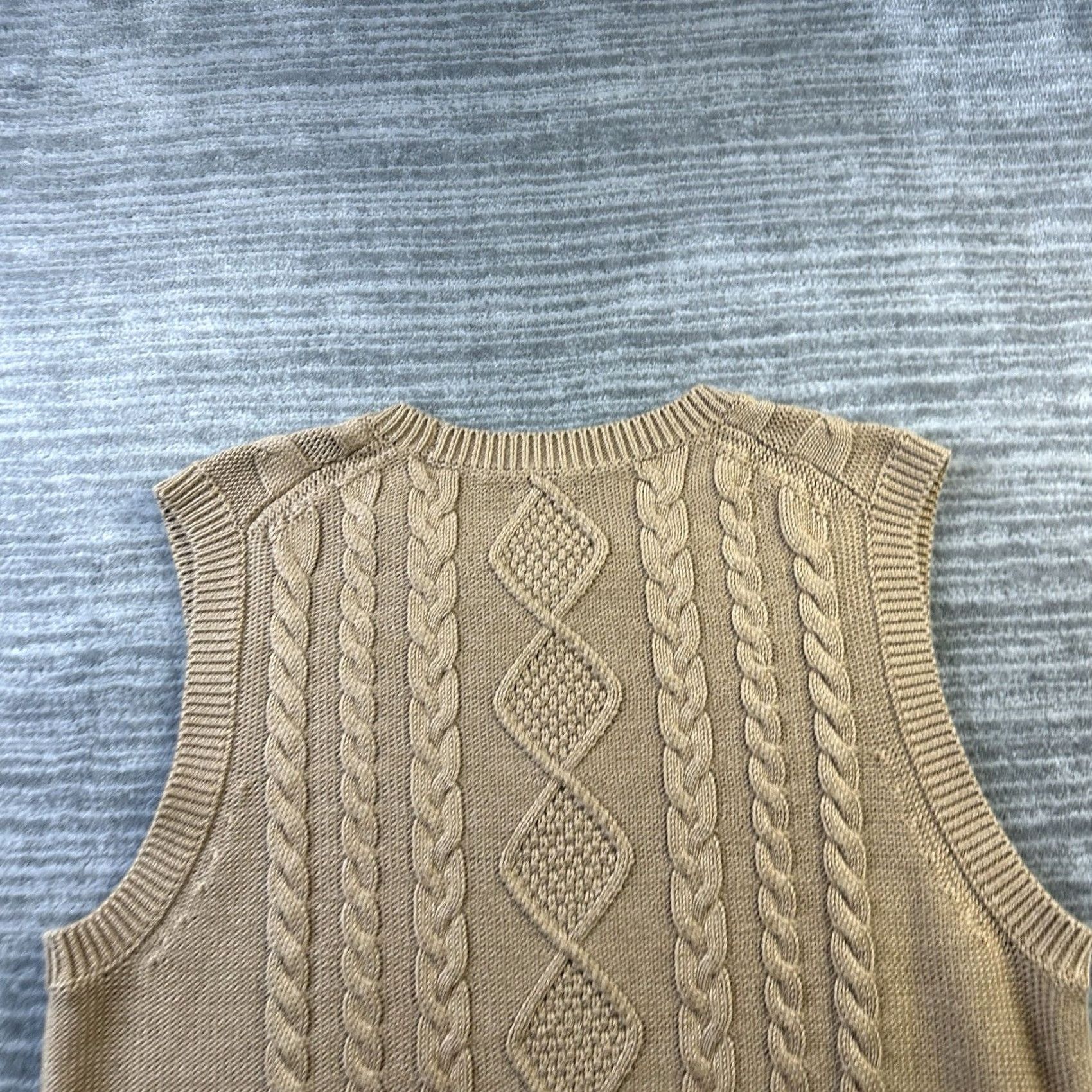 J.Crew VINTAGE J.CREW Vest Womens XL Beige Tan Cable Knit Fisherman Preppy Size XL / US 12-14 / IT 48-50 - 5 Thumbnail