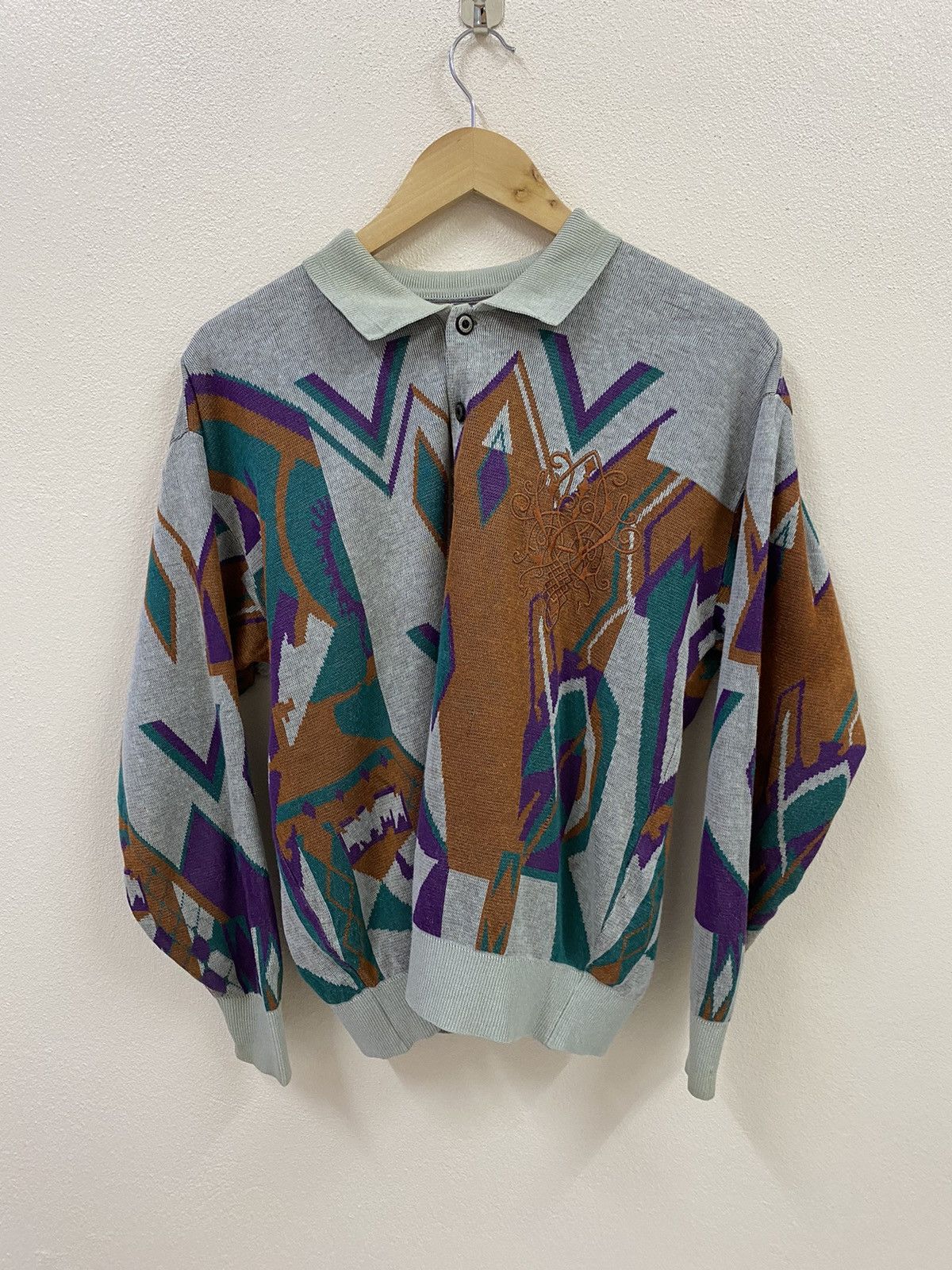Vintage Vtg Knitwear Polos Shirt - Signore Gran Size US M / EU 48-50 / 2 - 1 Thumbnail