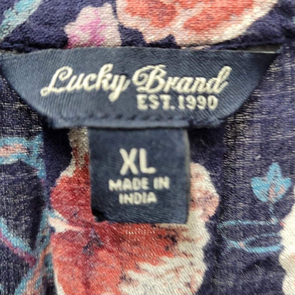 Lucky Brand Lucky Brand Sz XL Top Blouse Shirt Blue Floral Print Tassel Size XL / US 12-14 / IT 48-50 - 6 Thumbnail