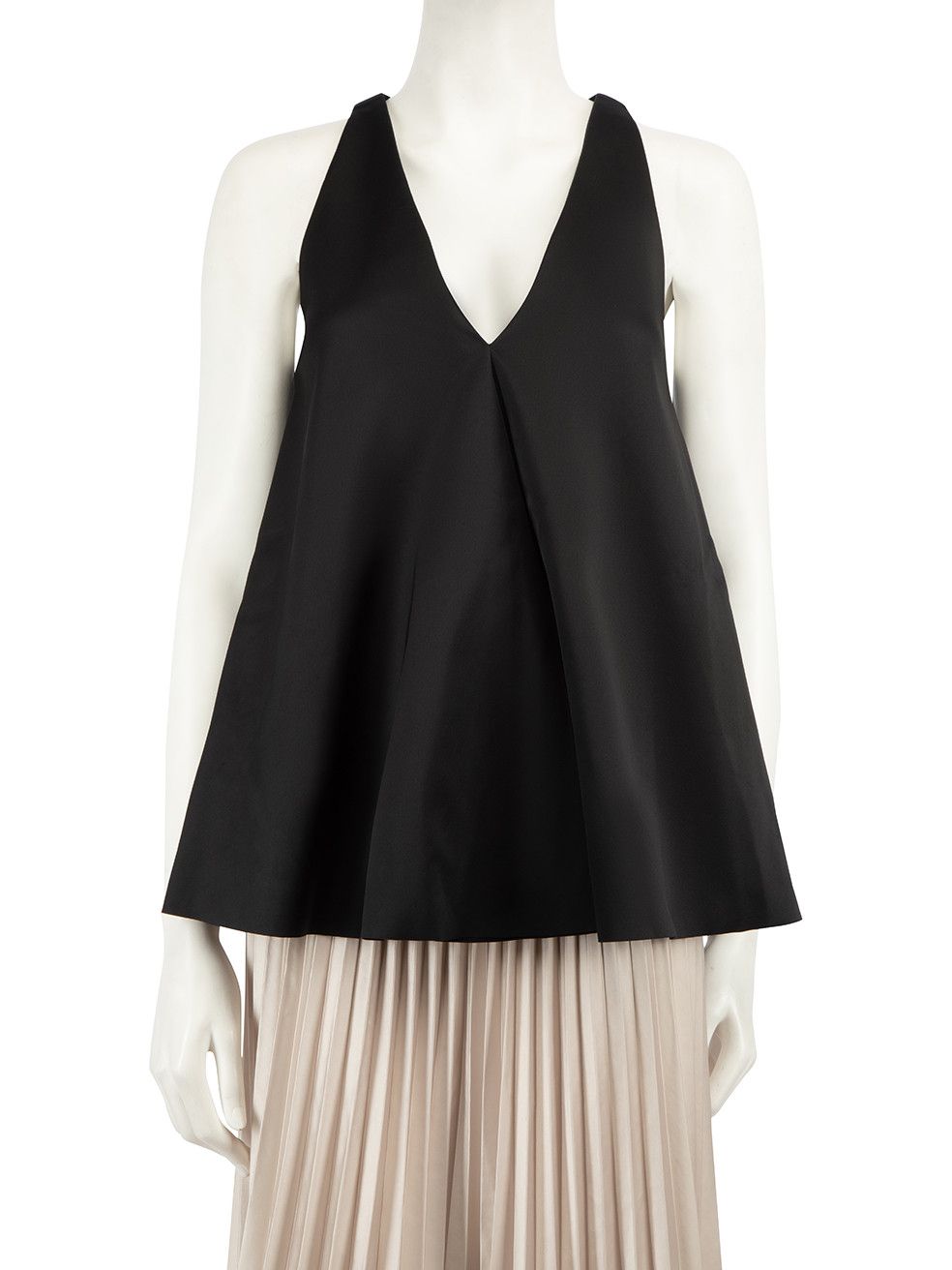 image of Acler Black V-Neck Sleeveless Trapeze Top, Women's (Size XS)