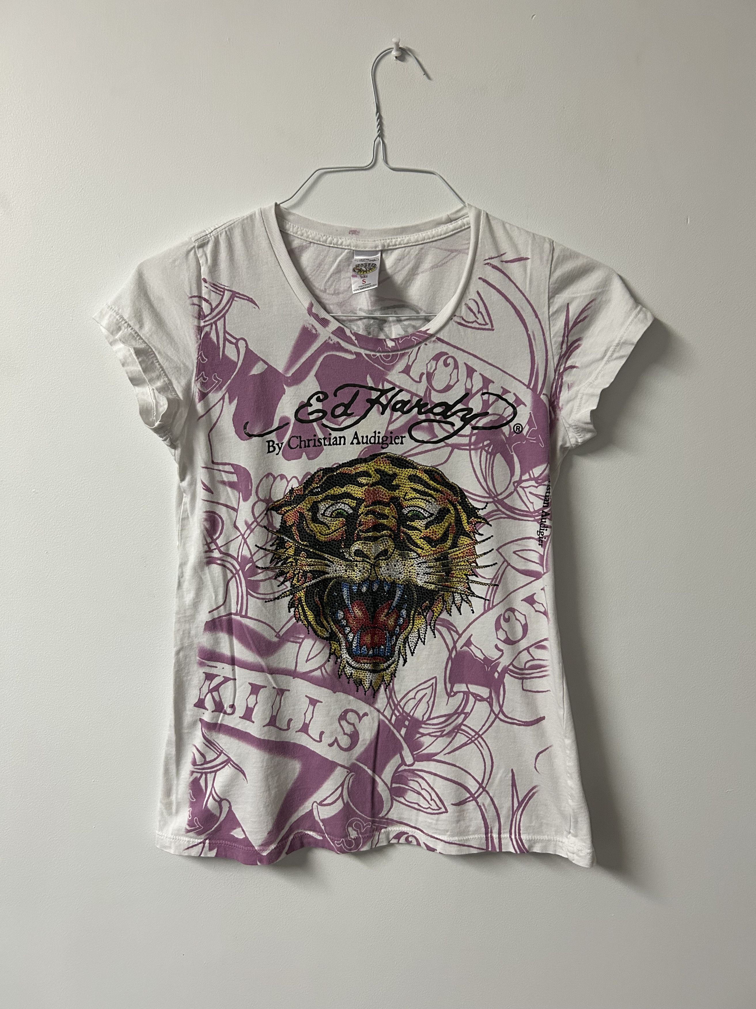 Ed Hardy Ed Hardy Y2K crystalled baby tee Size S / US 4 / IT 40 - 1 Thumbnail