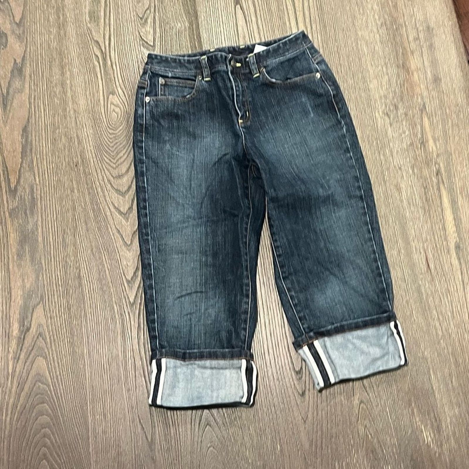 Robert Talbott Talbots Cropped Jeans Roll Hem Denim Stretch Cotton Petite 4 Size 27" / US 4 / IT 40 - 1 Thumbnail
