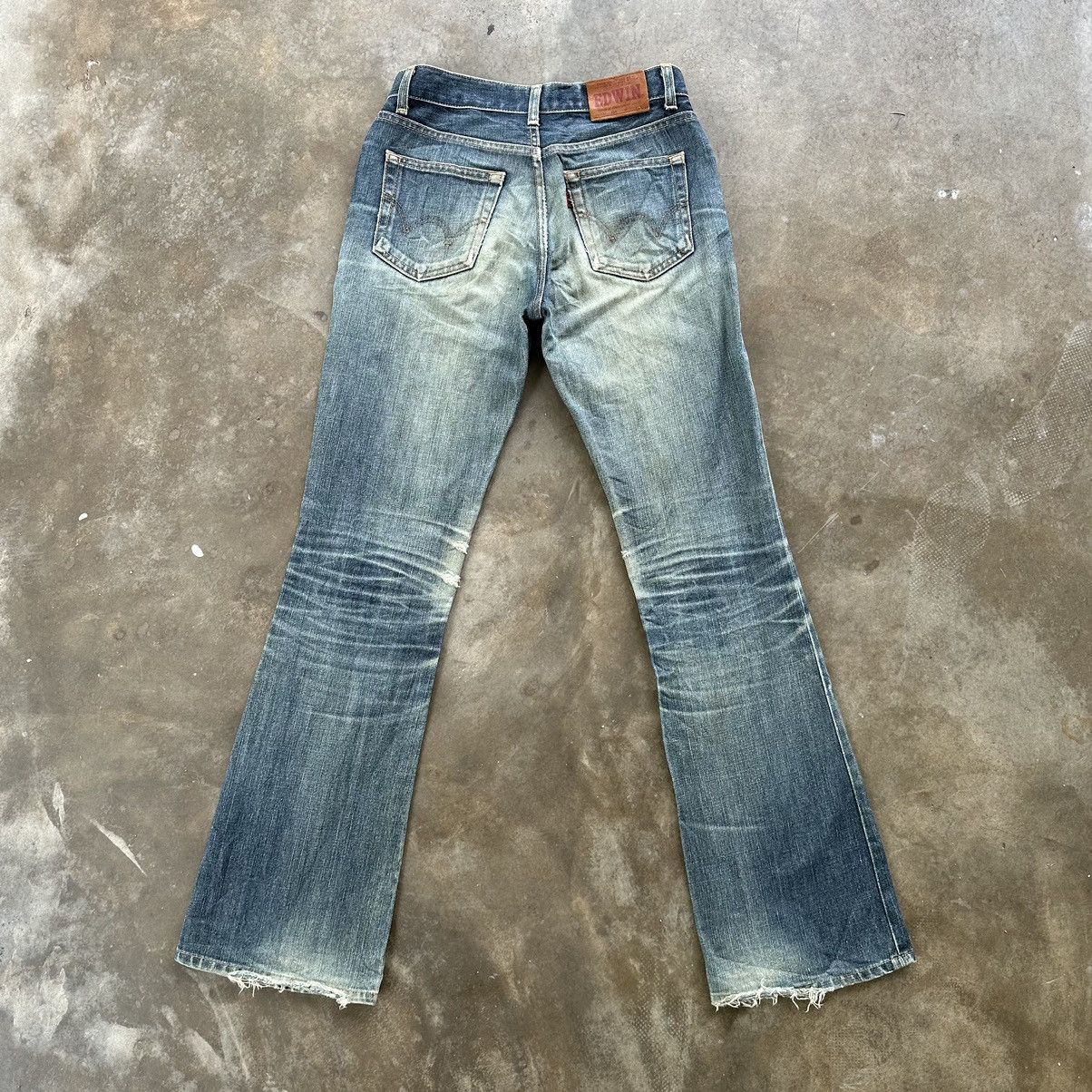 Japanese Brand Vintage Edwin Faded Flare Distressed Jean Denim Pant W28 Size US 28 / EU 44 - 10 Thumbnail