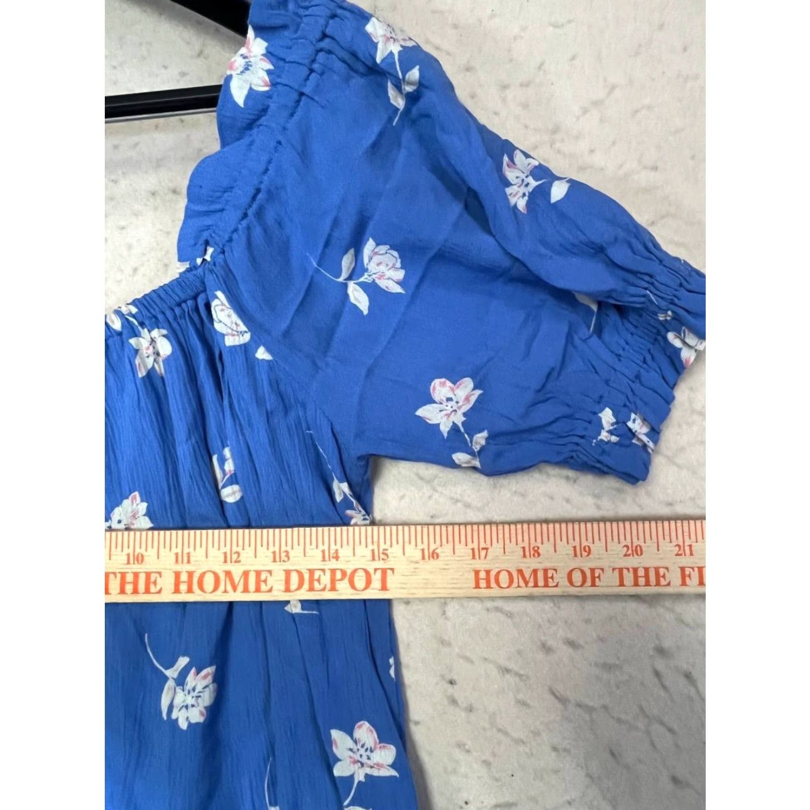 Billabong Billabong Womens Blouse Shirt Short Sleeve Boat Neck Puff Ruffle Floral Blue L Regular Womens Size L / US 10 / IT 46 - 4 Thumbnail