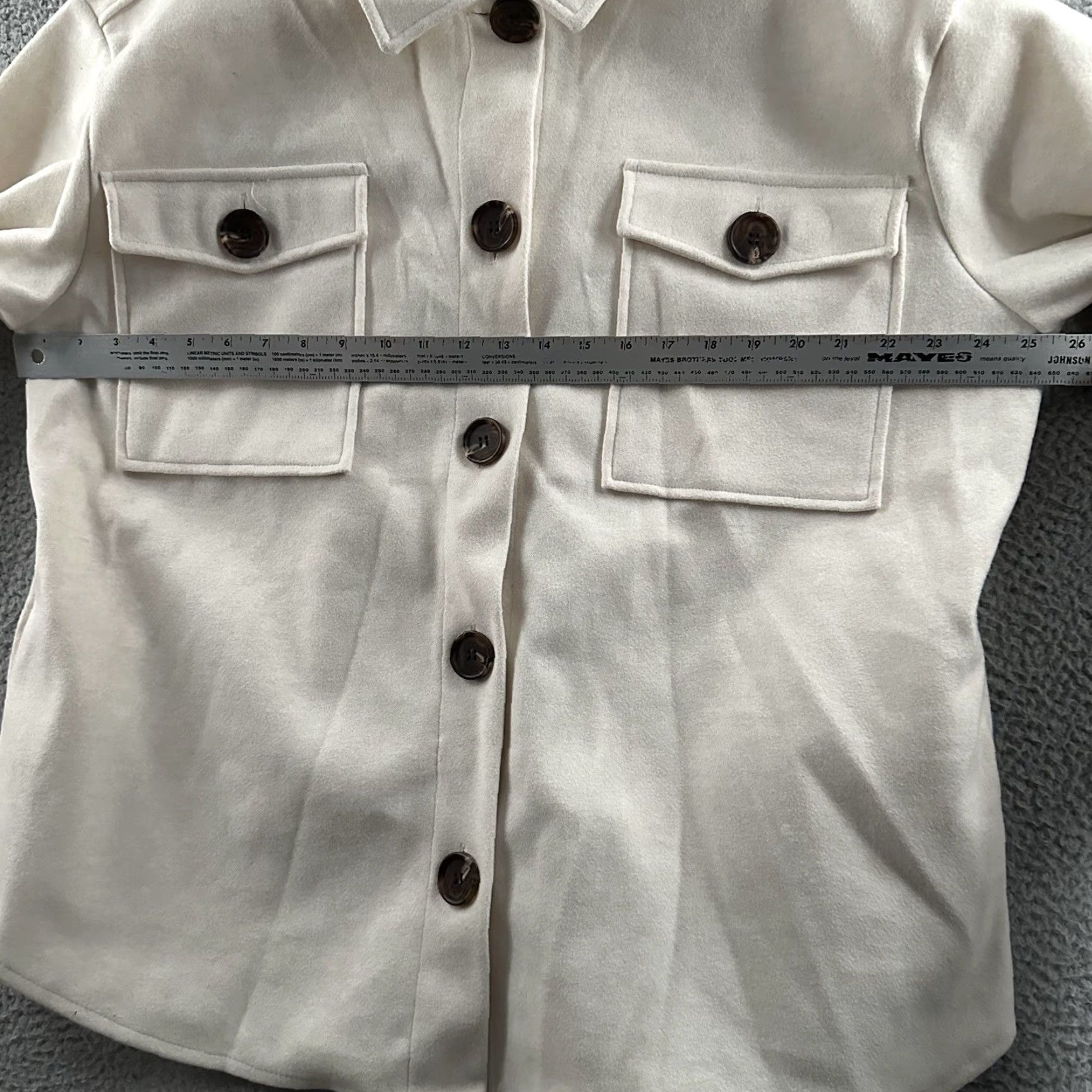 Vintage Ookie And Lola Womens Jacket 2X Ivory Solid Plush Shacket Polyester Blend Size XXL / US 16-18 / IT 52-54 - 4 Thumbnail