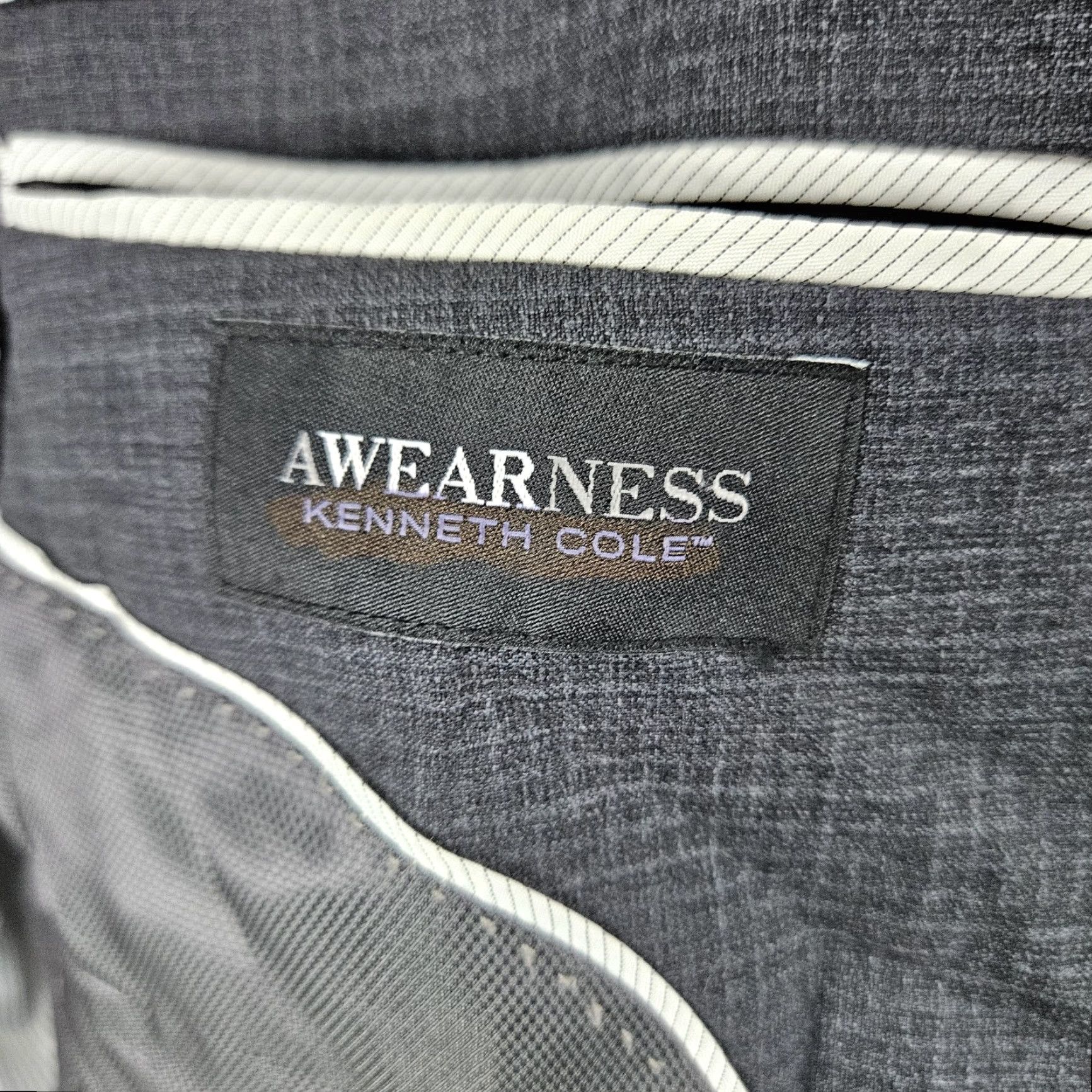 Kenneth Cole VINTAGE Awearness Kenneth Cole Grey Wool Blend Extreme Slim Fit Blazer Sport Coat 40L Size 40R - 3 Thumbnail