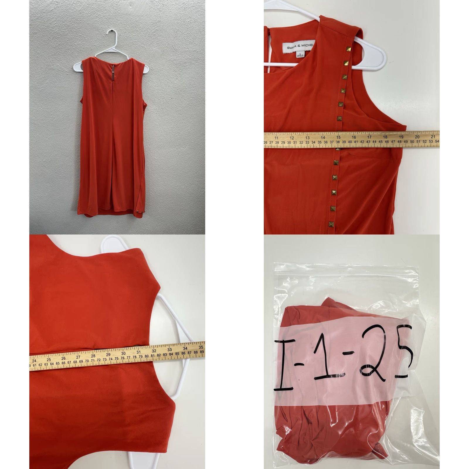 Vintage Emma & Michele Womens Dress Size Large Orange Midi Tank Dress Sleeveless Round Neck Casual Business Party/Cocktail Travel Workwear Size L / US 10 / IT 46 - 8 Thumbnail
