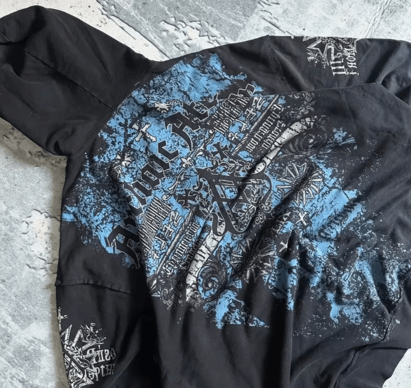 3 Hoodie Retro Gothic Pattern Zipper Hoodie