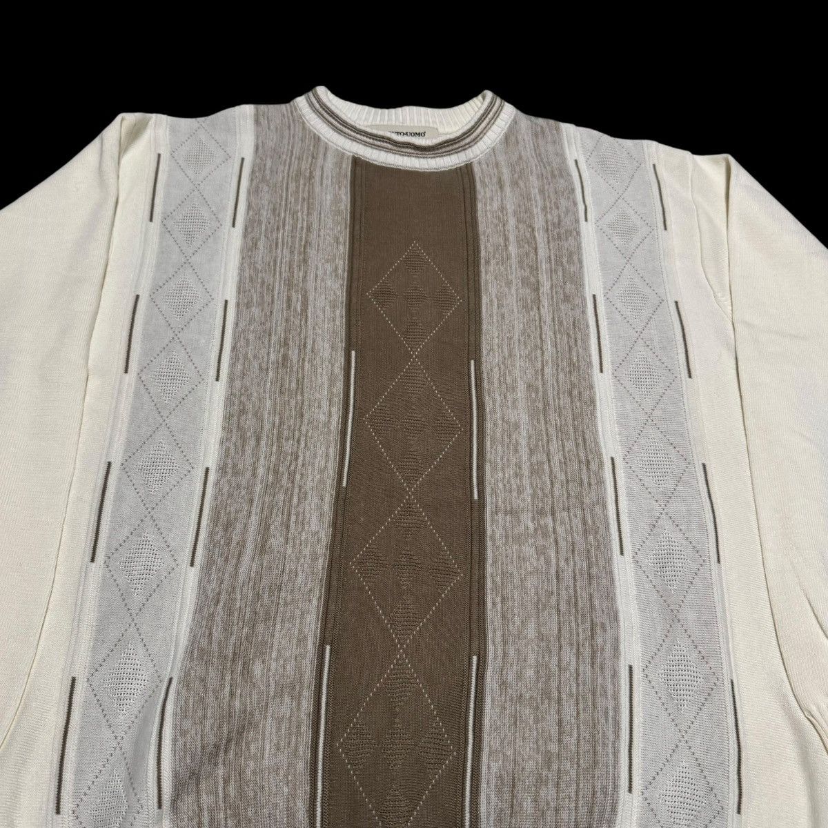 Pronto Uomo Pronto Uomo Multicolor Cable Knit Stained Crewneck Sweater L Size US L / EU 52-54 / 3 - 2 Thumbnail