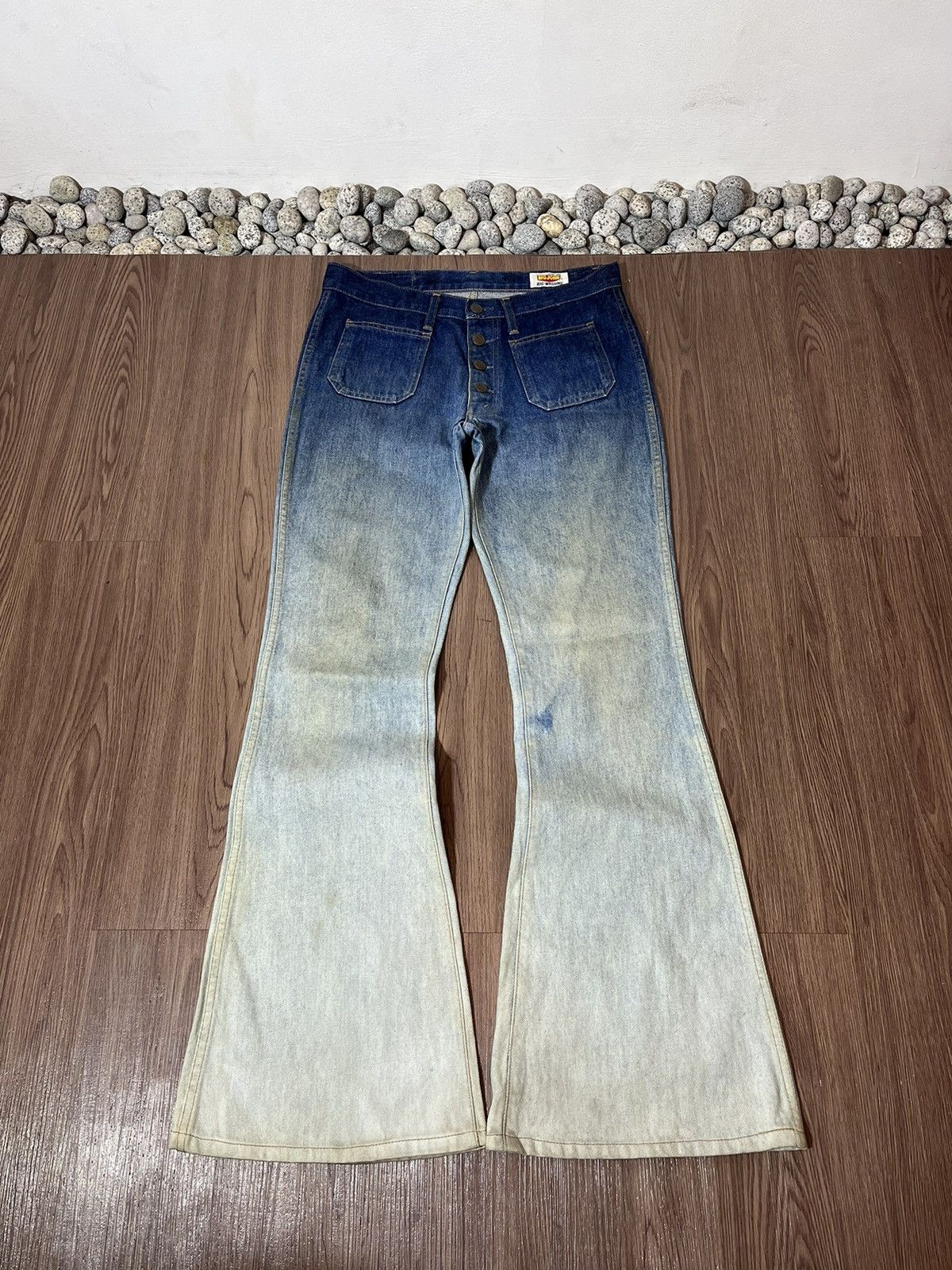 Big John Big John Vintage Washed Bush Button Up Bell Bottom Jeans Size US 32 / EU 48 - 5 Thumbnail