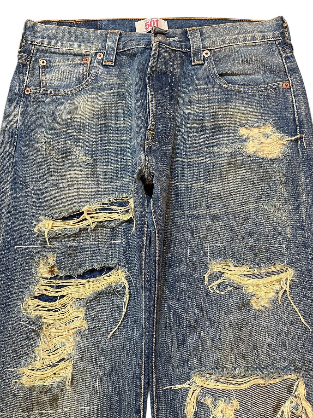 Levi's Vintage Levis 501 Mud Wash Distressed Destroyed Loose Jeans Size US 30 / EU 46 - 3 Thumbnail