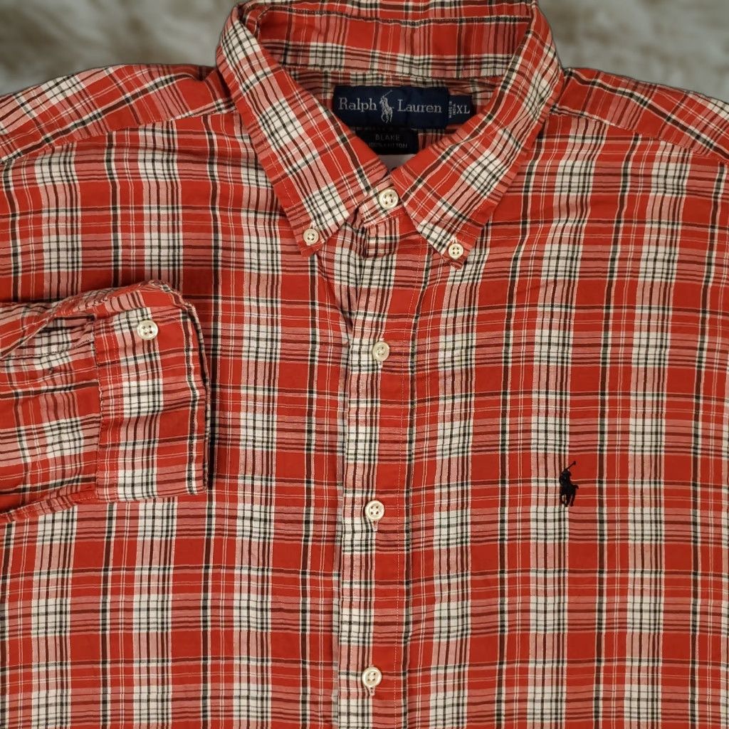 Ralph Lauren Ralph Lauren Shirt Mens XL Orange Plaid Casual Button-Up Long Sleeve Size US XL / EU 56 / 4 - 1 Thumbnail
