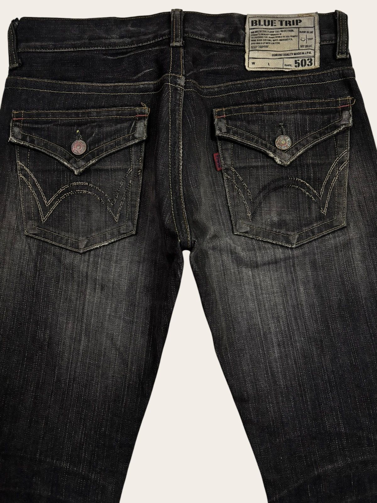 Edwin Japan Black Edwin Blue Trip Flared Distress Jeans Size US 30 / EU 46 - 6 Thumbnail