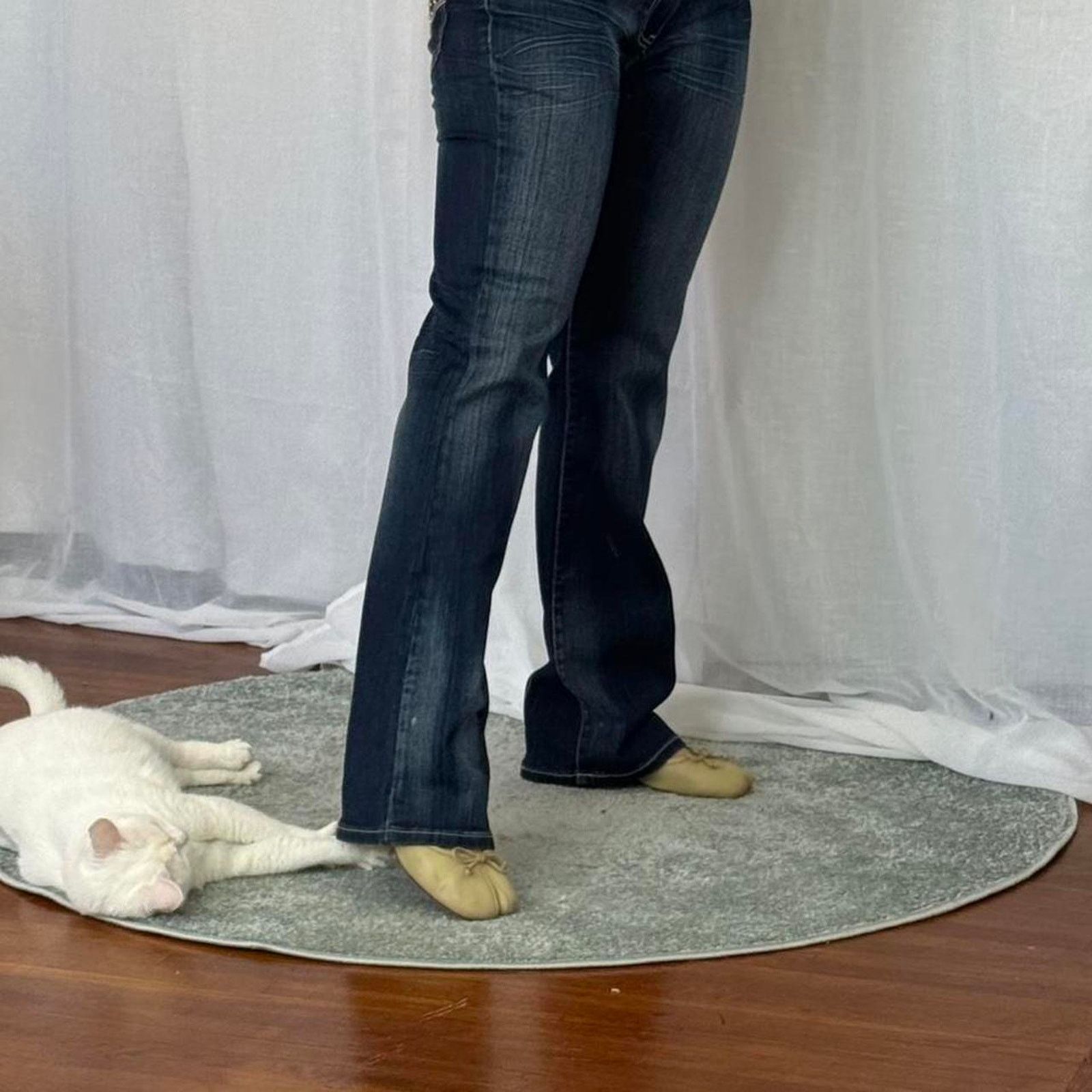 Vintage ✿ y2k studded flare jeans low rise dark wash bootcut ✿ Size 34" / US 12 / IT 48 - 8 Thumbnail