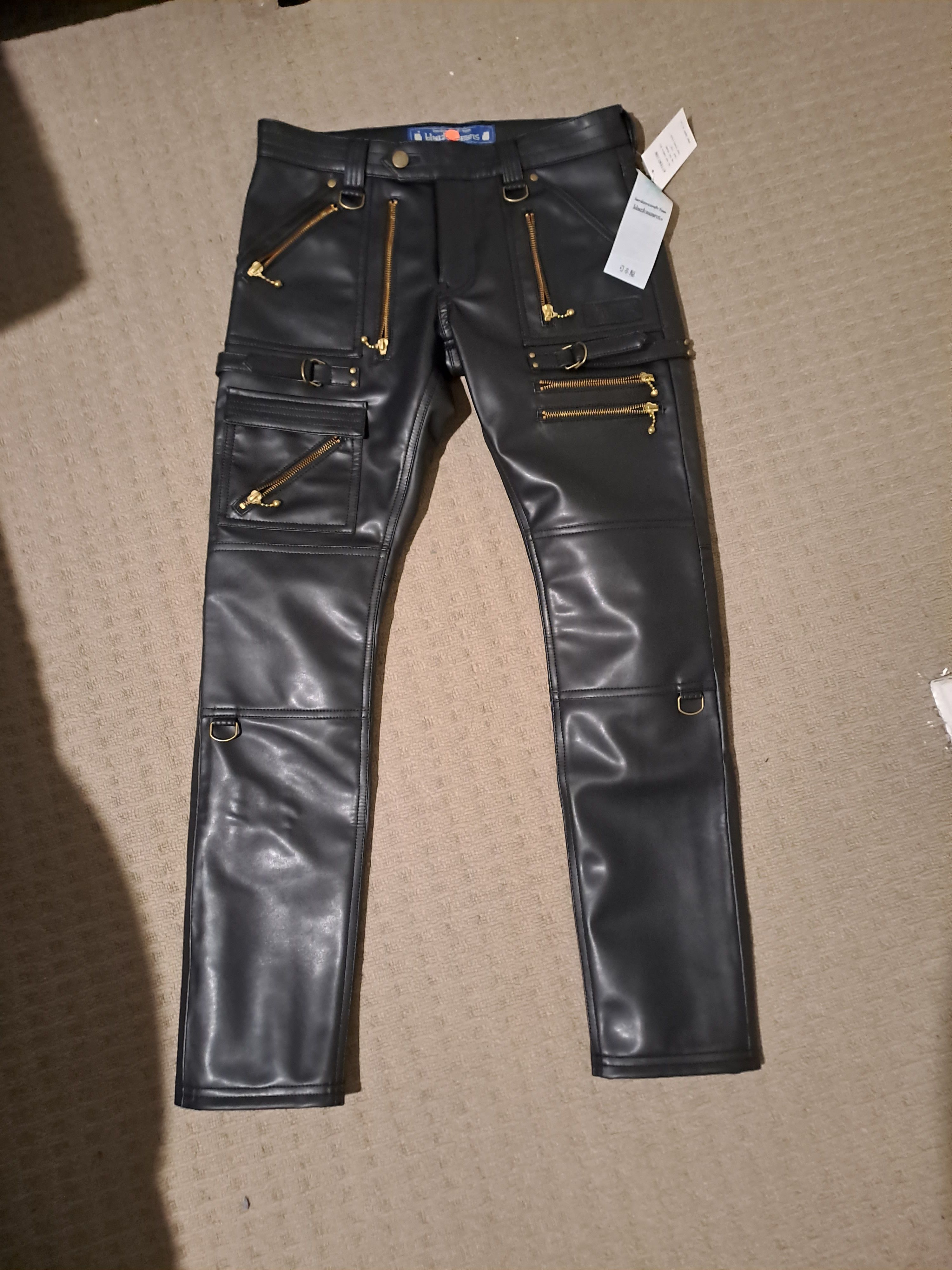 y*7様 Blackmeans leather pants cowskin Cow Leather Slim Pants w/ Zippers' Detail – blackmeans