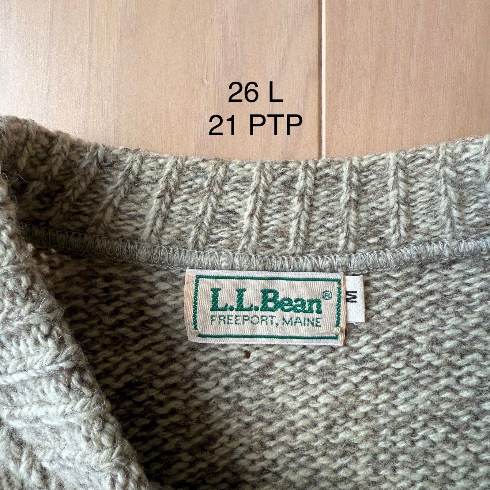L.L. Bean Vintage LL Bean Sweater Beige 90s Wool Pullover Heavy Size US M / EU 48-50 / 2 - 7 Thumbnail