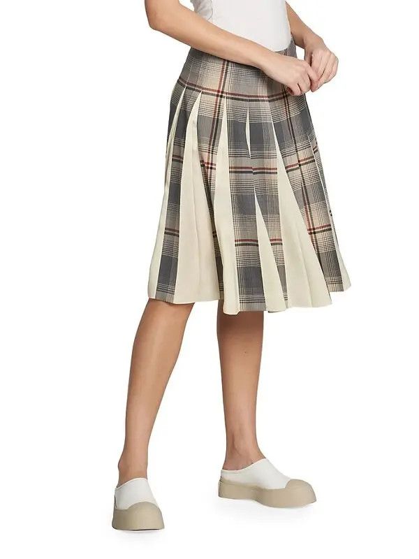 Marni o1w1db11125 Plaid Pleated Skirt in Grey Size 30" / US 8 / IT 44 - 3 Thumbnail