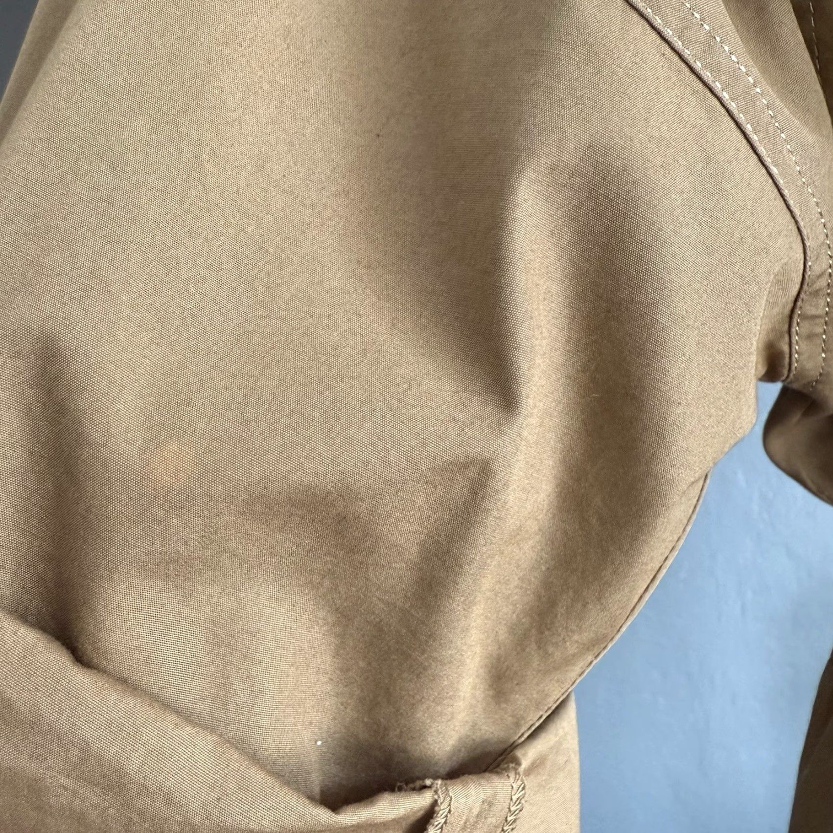 Vintage VINTAGE Mila Schon Shirt Dress Khaki 4 100% Cotton Utility Style Button Front Logo Pockets Epaulets Chest Patch Front Hip Pockets knee Length Women Size S / US 4 / IT 40 - 6 Thumbnail