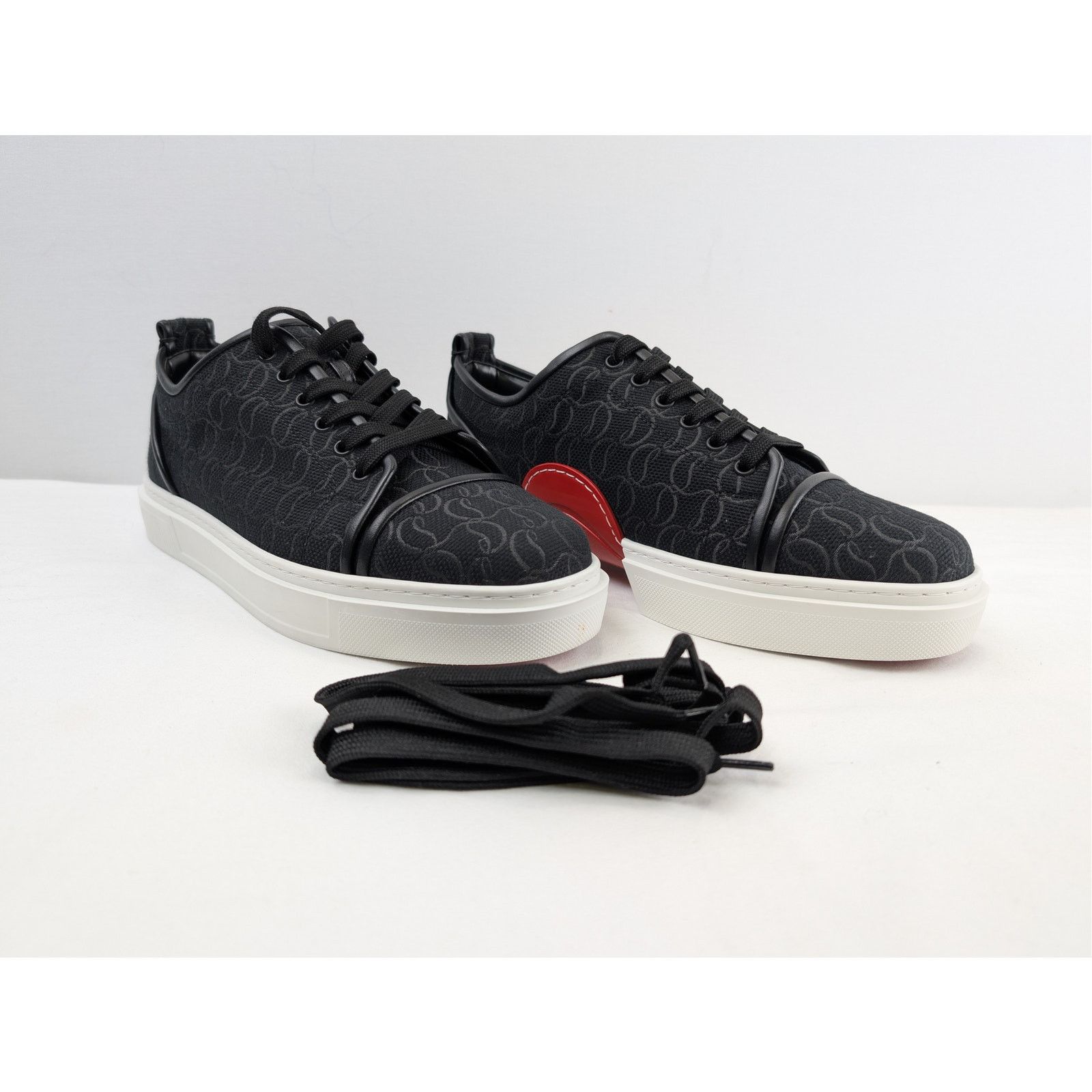 Christian Louboutin o1rshd1 Adolon Junior Flat Sneakers Shoe in Black/White Size US 12 / EU 45 - 4 Thumbnail