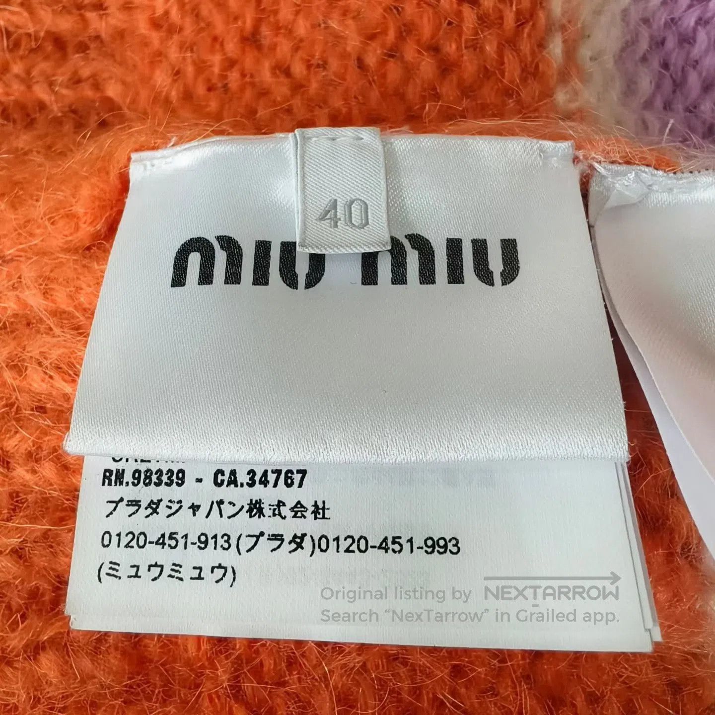 Miu Miu Miu Miu Orange Color-Block Striped Letter Mohair Knit Swea Size S / US 4 / IT 40 - 5 Thumbnail