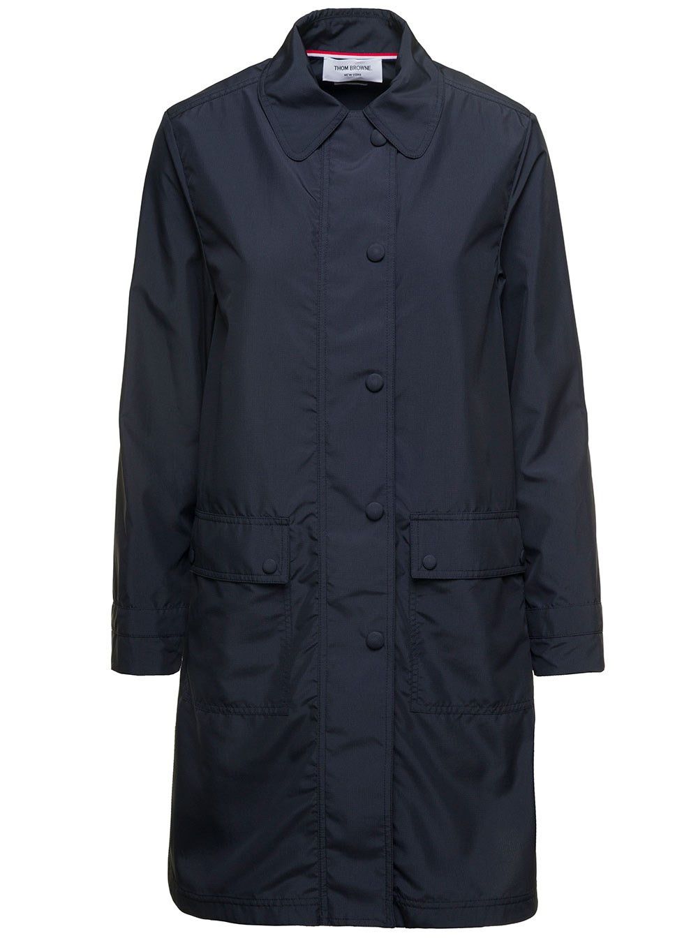 Thom Browne o1s22i1n0924 Ripstop Unlined Parka in Blue Size S / US 4 / IT 40 - 1 Thumbnail