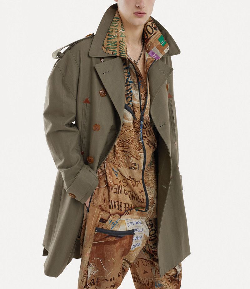 Vivienne Westwood o1srvl11e0326 Stripped Trench Coat in Green Size US XL / EU 56 / 4 - 3 Thumbnail
